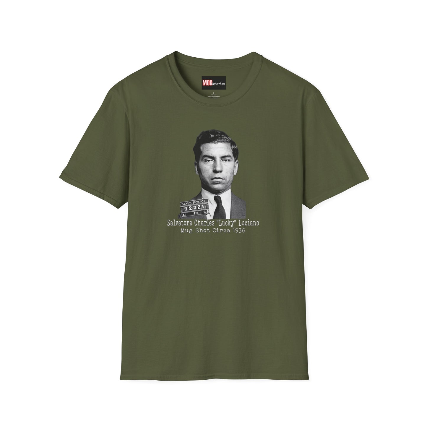 Lucky Luciano Mug Shot No Background with Caption White Lettering