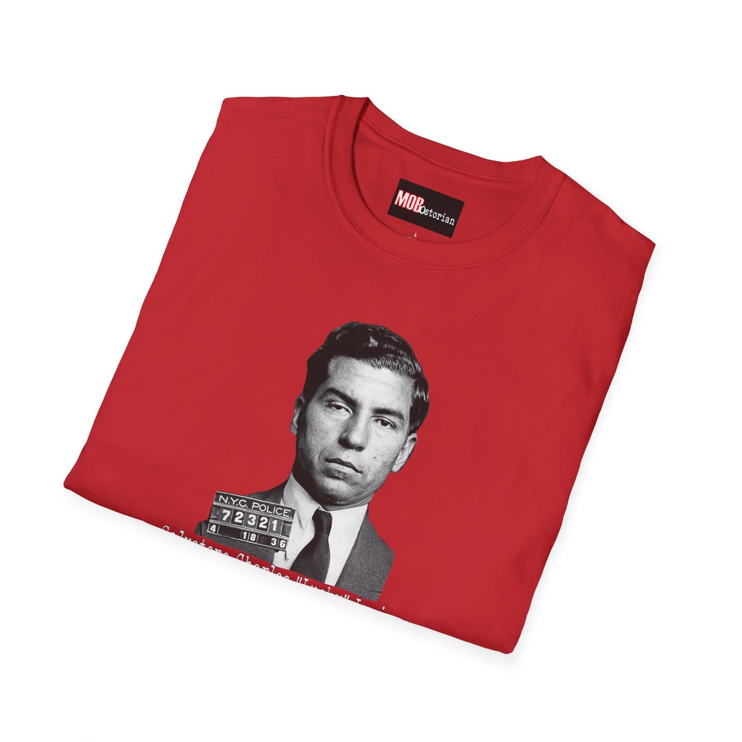 Lucky Luciano Mug Shot No Background with Caption White Lettering