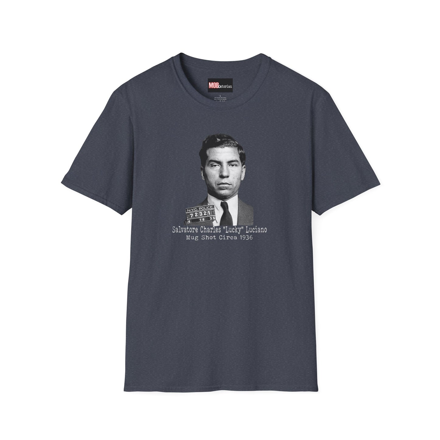 Lucky Luciano Mug Shot No Background with Caption White Lettering