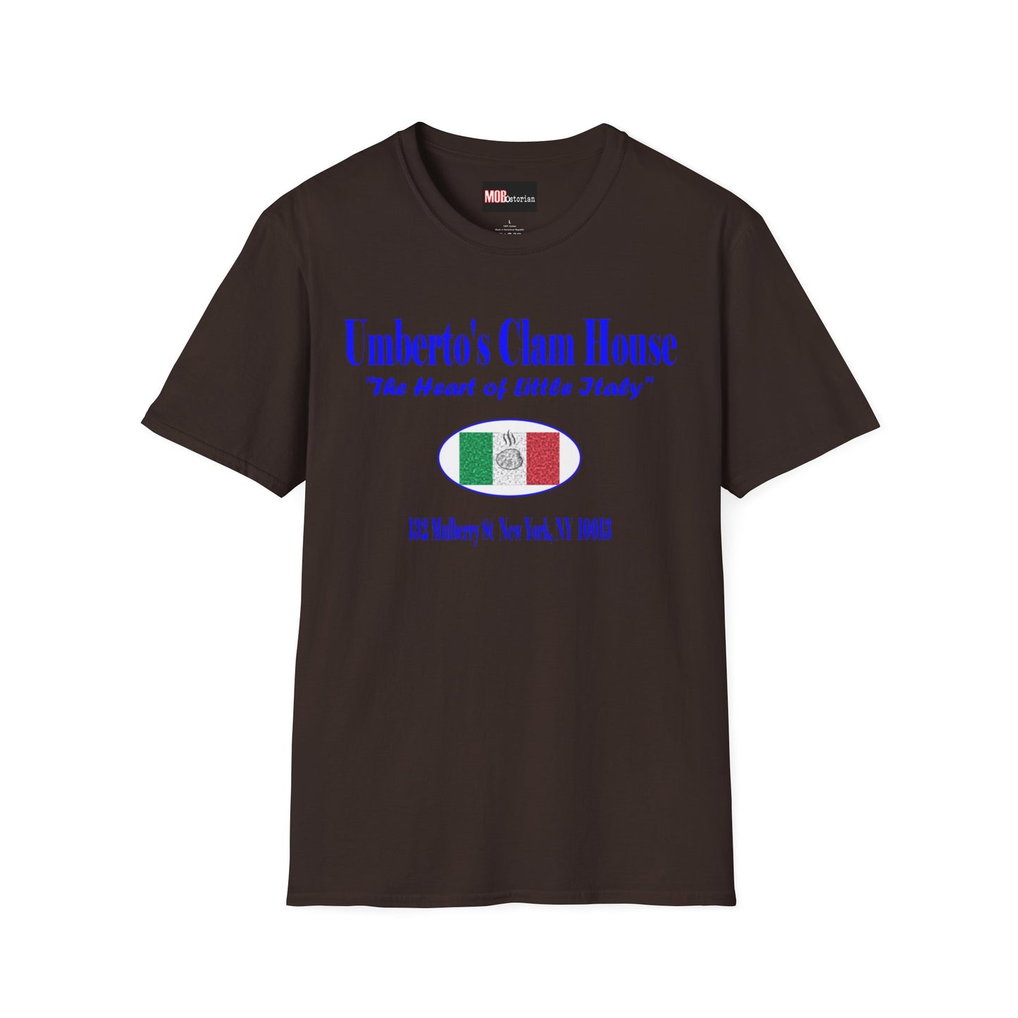 Umberto's Clam House Blue Lettering