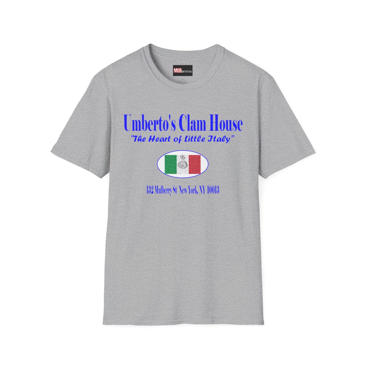 Umberto's Clam House Blue Lettering
