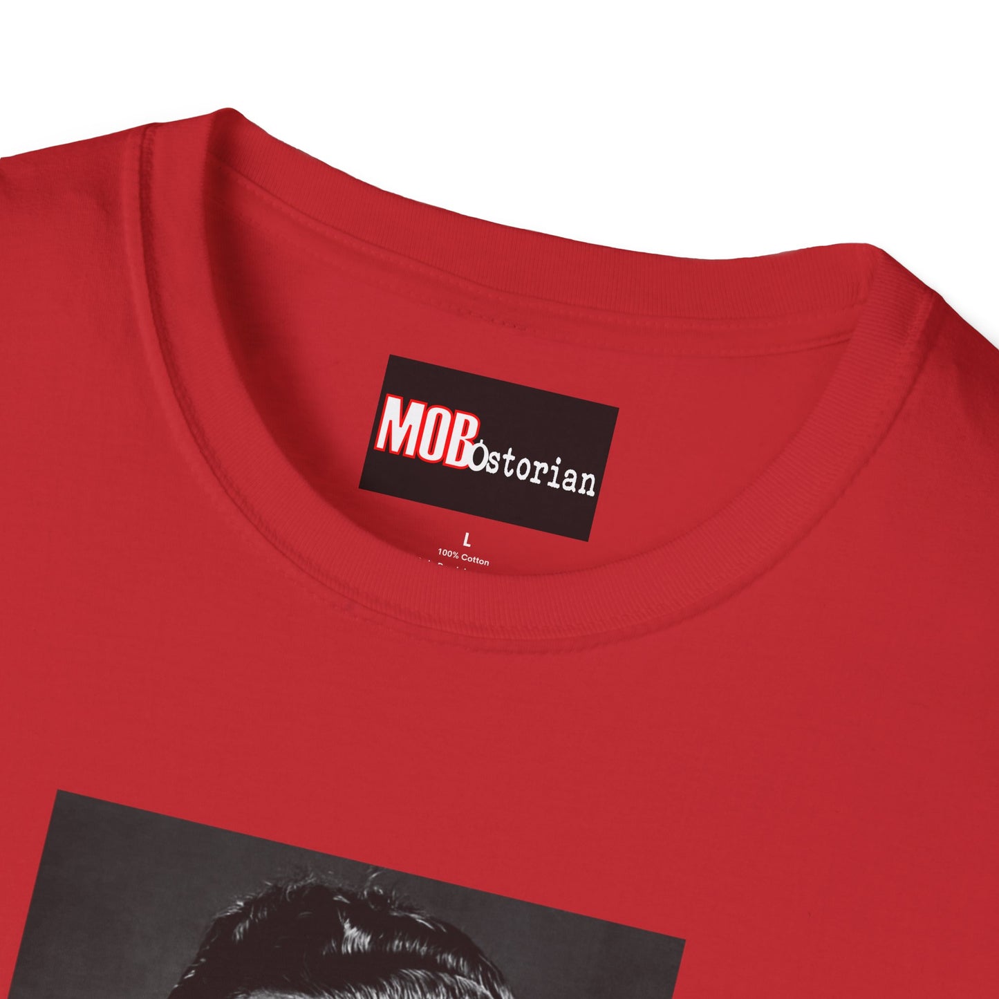 Lucky Luciano Mug Shot with Background with Caption White Lettering
