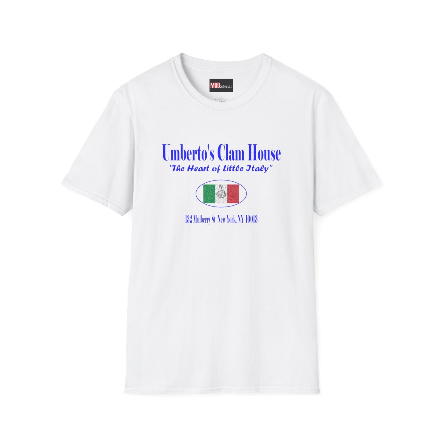 Umberto's Clam House Blue Lettering