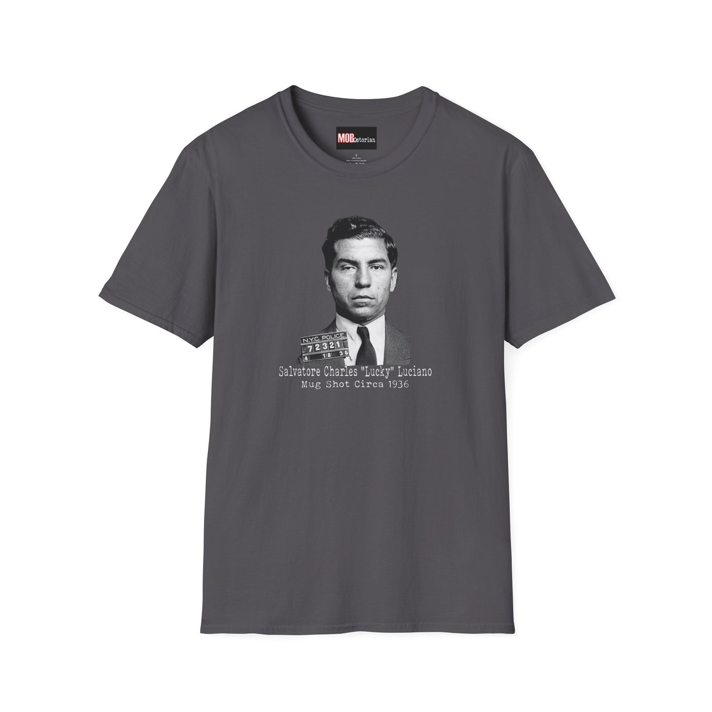 Lucky Luciano Mug Shot No Background with Caption White Lettering
