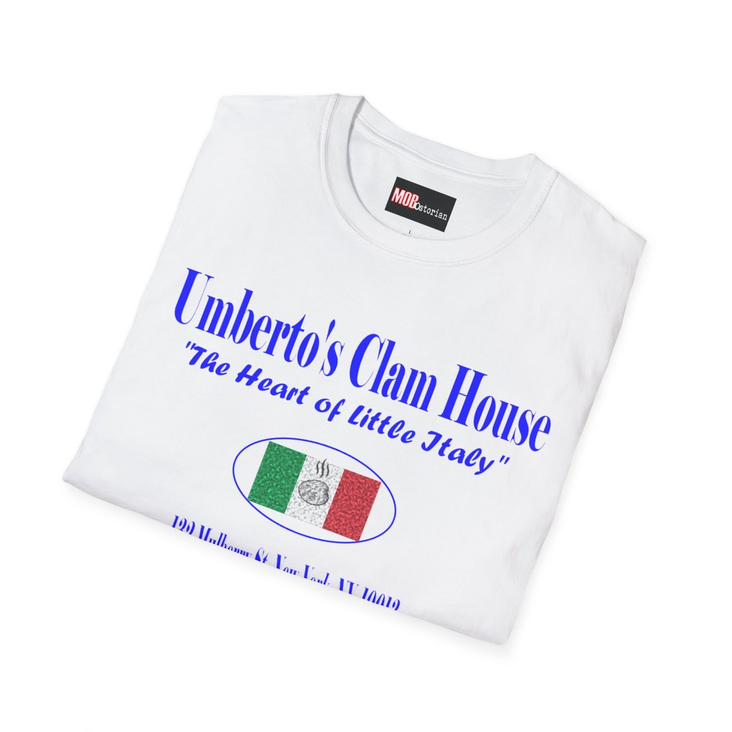 Umberto's Clam House Blue Lettering