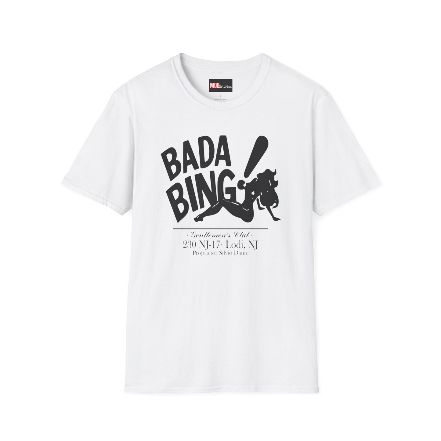 Bada Bing Logo with address and proprietor text (With Black Lettering)