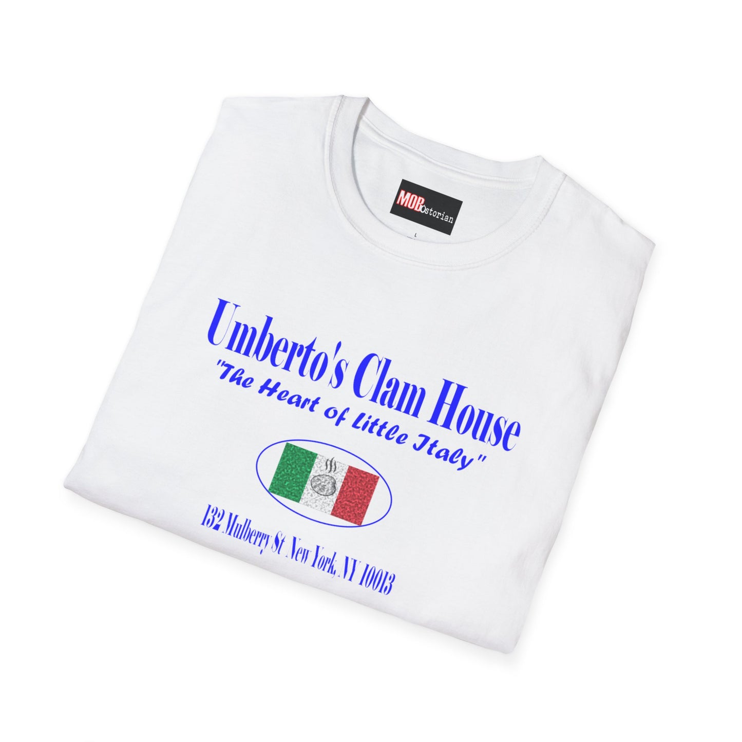Umberto's Clam House Blue Lettering