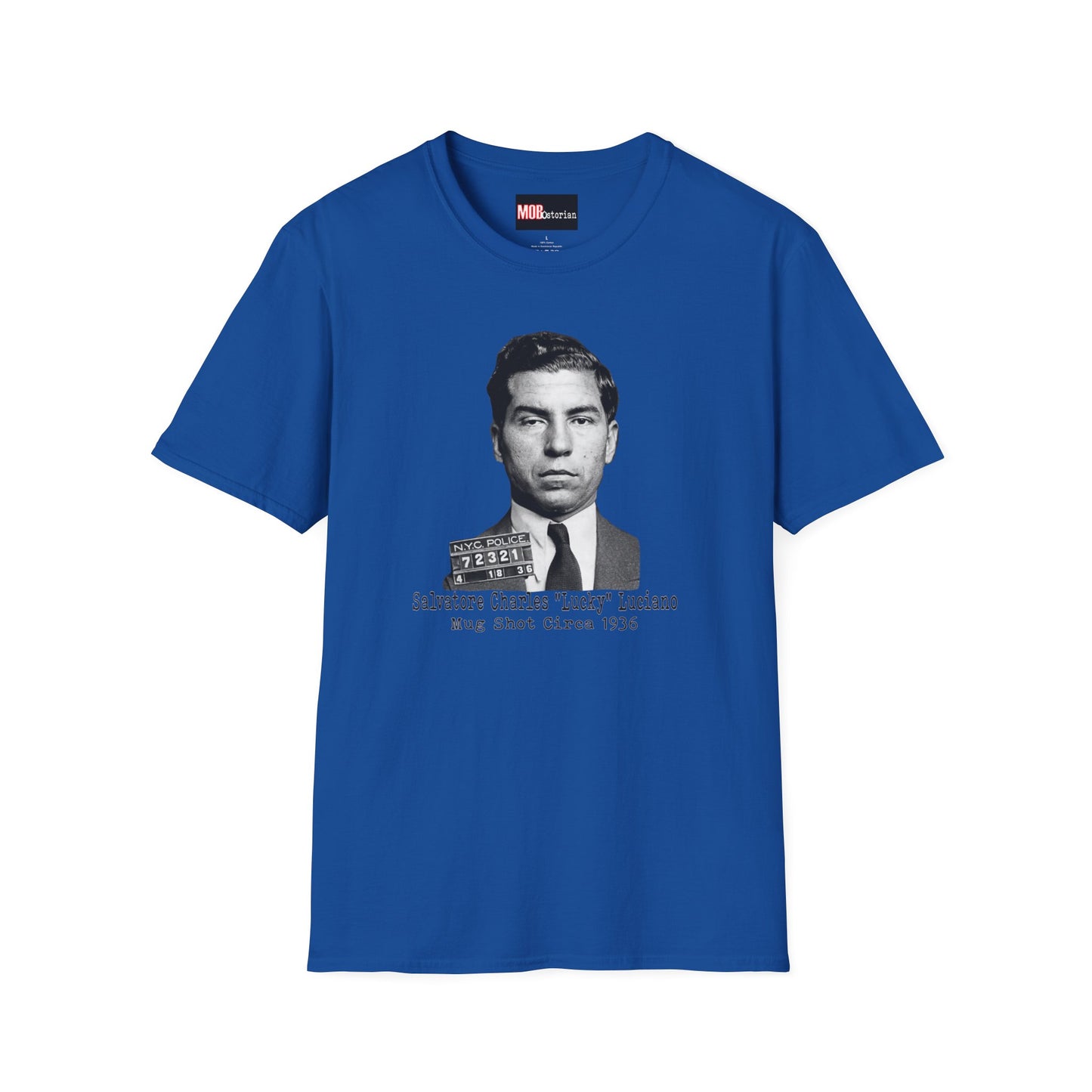 Lucky Luciano Mug Shot (With No Background with Caption in Black Lettering)