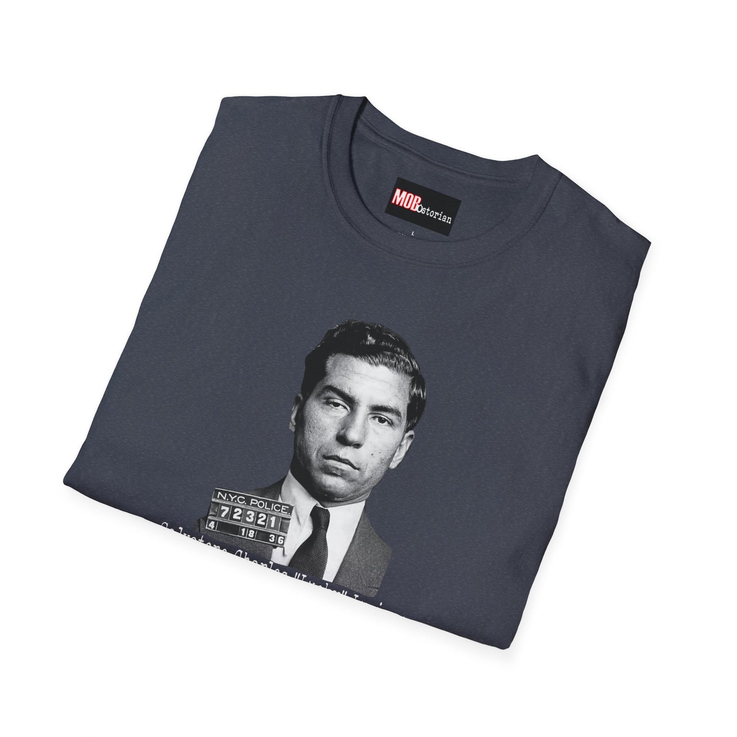 Lucky Luciano Mug Shot No Background with Caption White Lettering