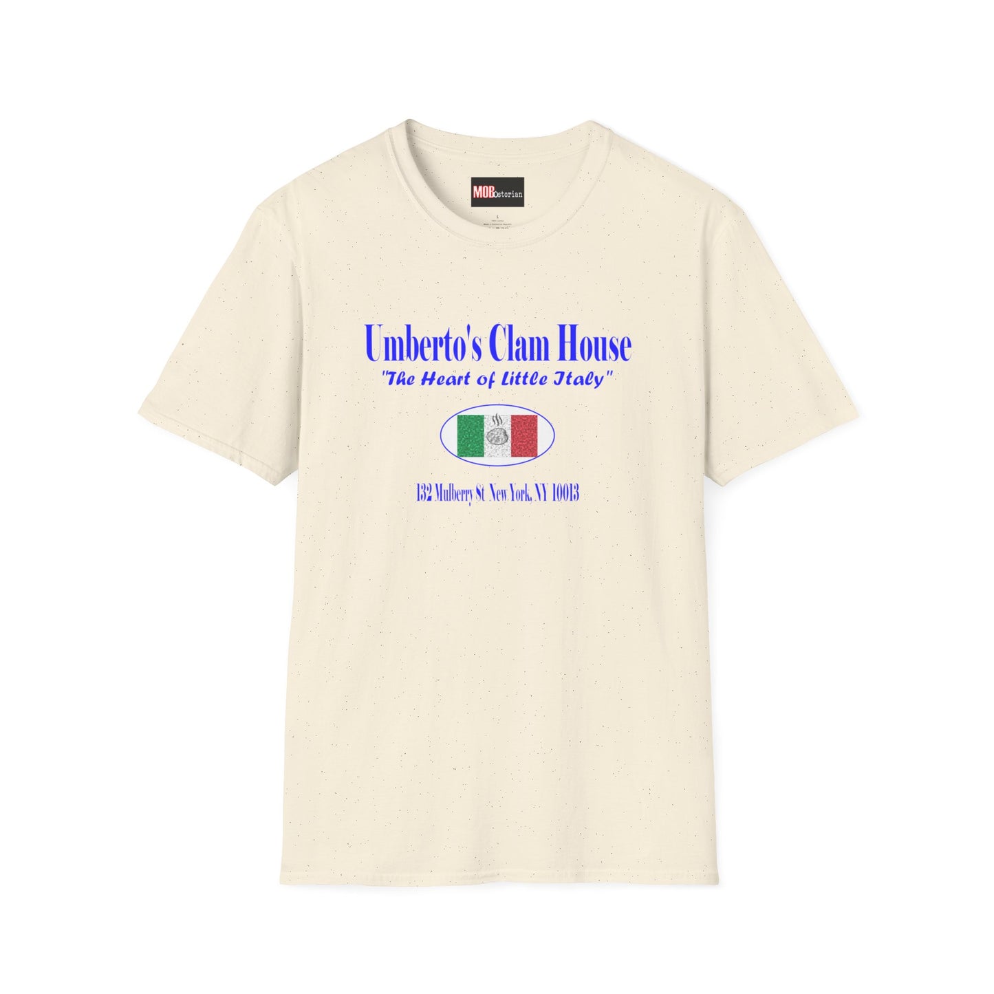 Umberto's Clam House Blue Lettering
