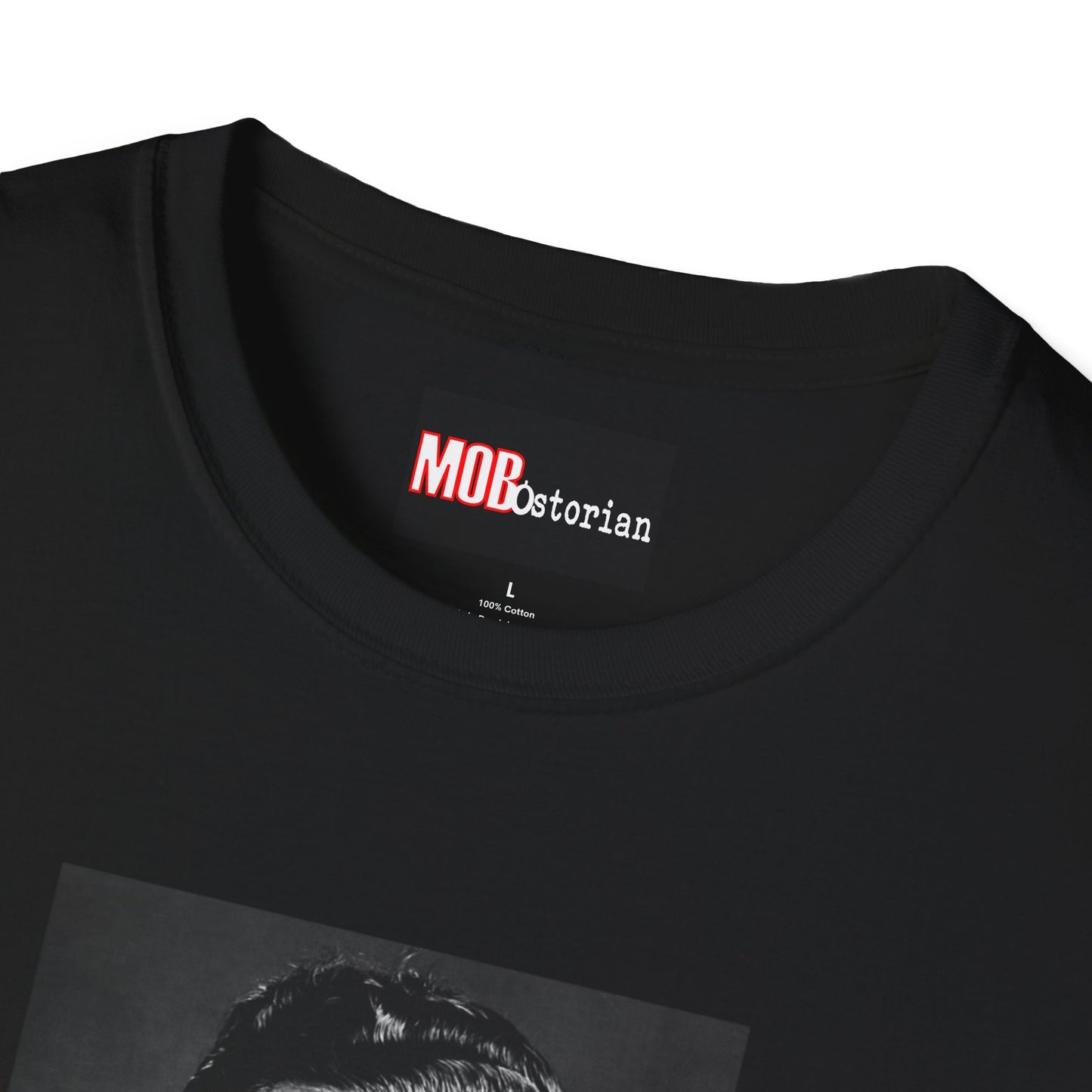 Lucky Luciano Mug Shot with Background with Caption White Lettering