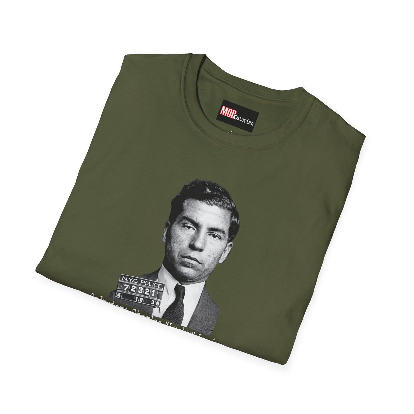 Lucky Luciano Mug Shot No Background with Caption White Lettering