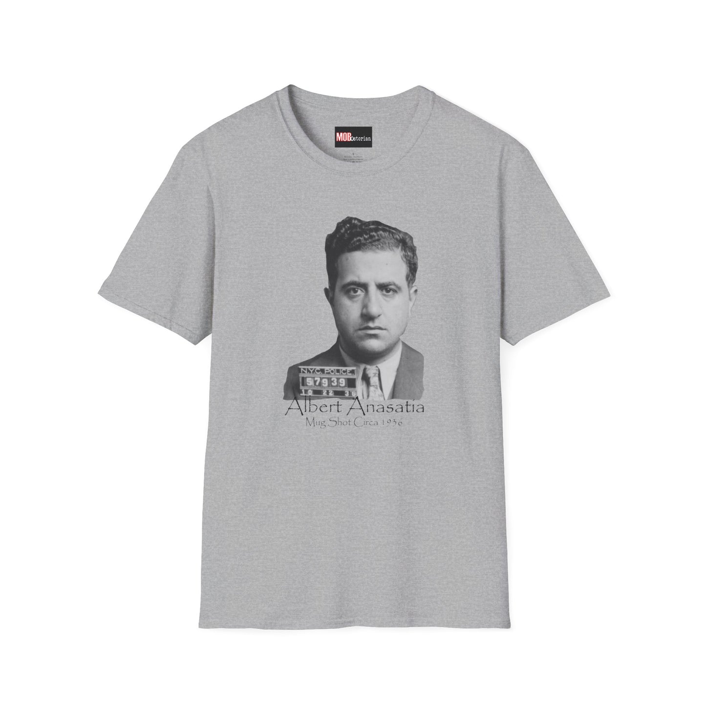 Albert Anastasia Mug Shot (No Background with Black Lettering)