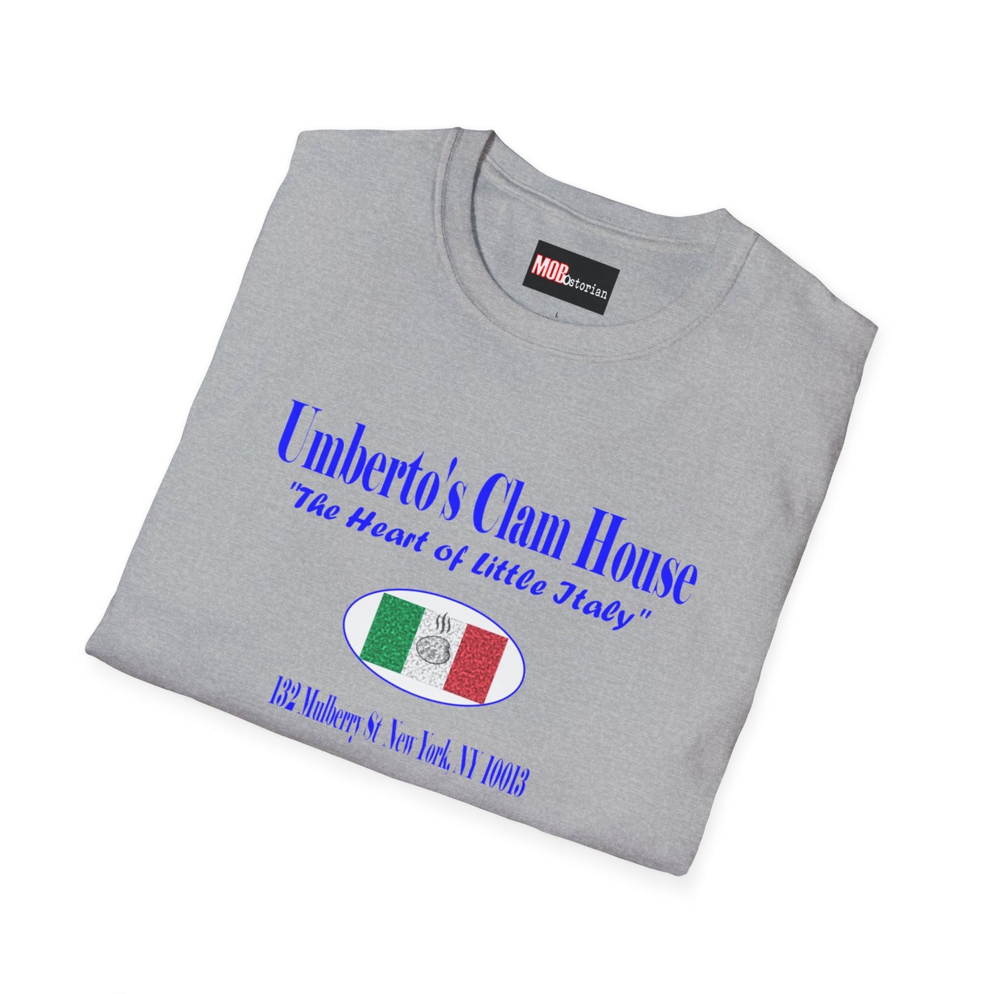 Umberto's Clam House Blue Lettering