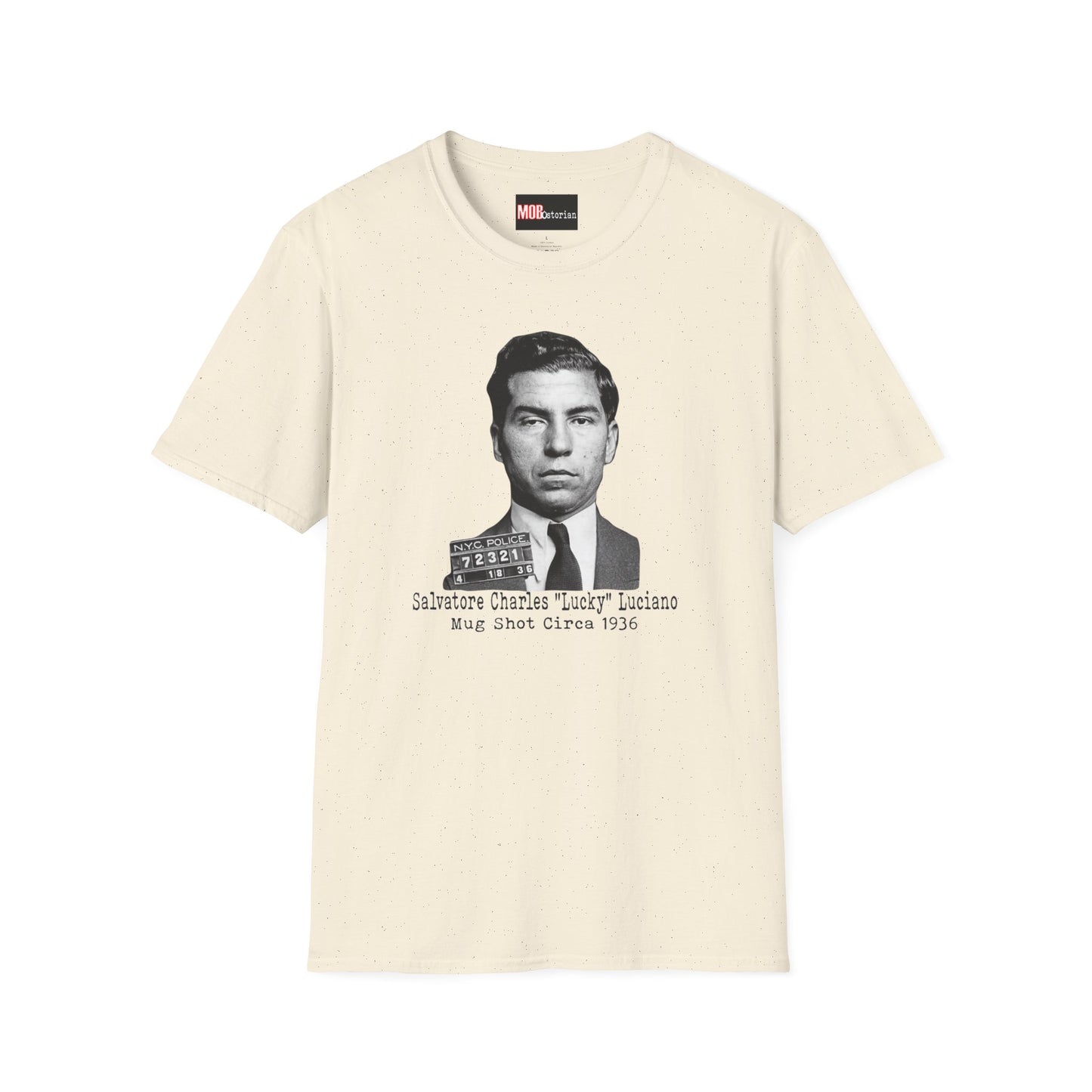 Lucky Luciano Mug Shot (With No Background with Caption in Black Lettering)