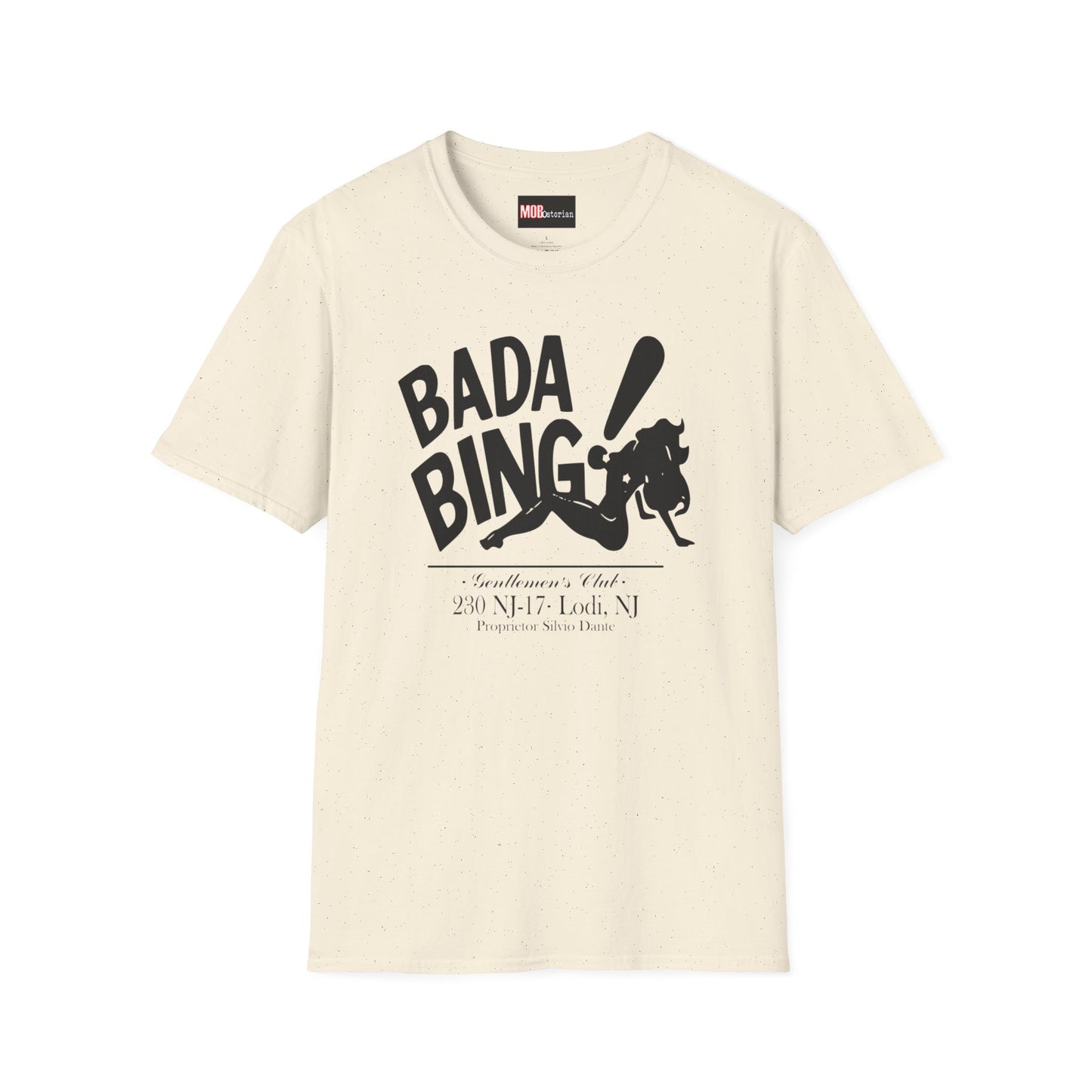Bada Bing Logo with address and proprietor text (With Black Lettering)