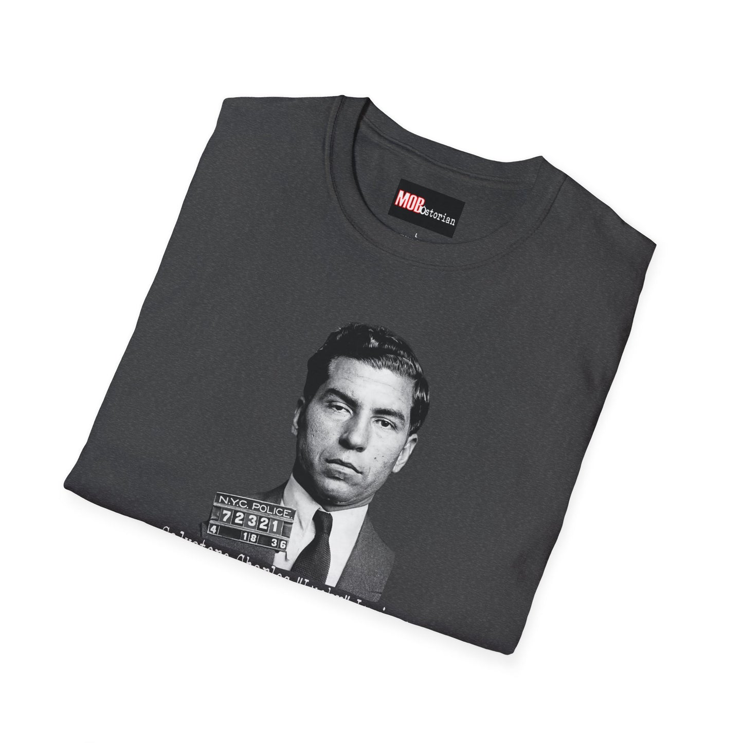 Lucky Luciano Mug Shot No Background with Caption White Lettering