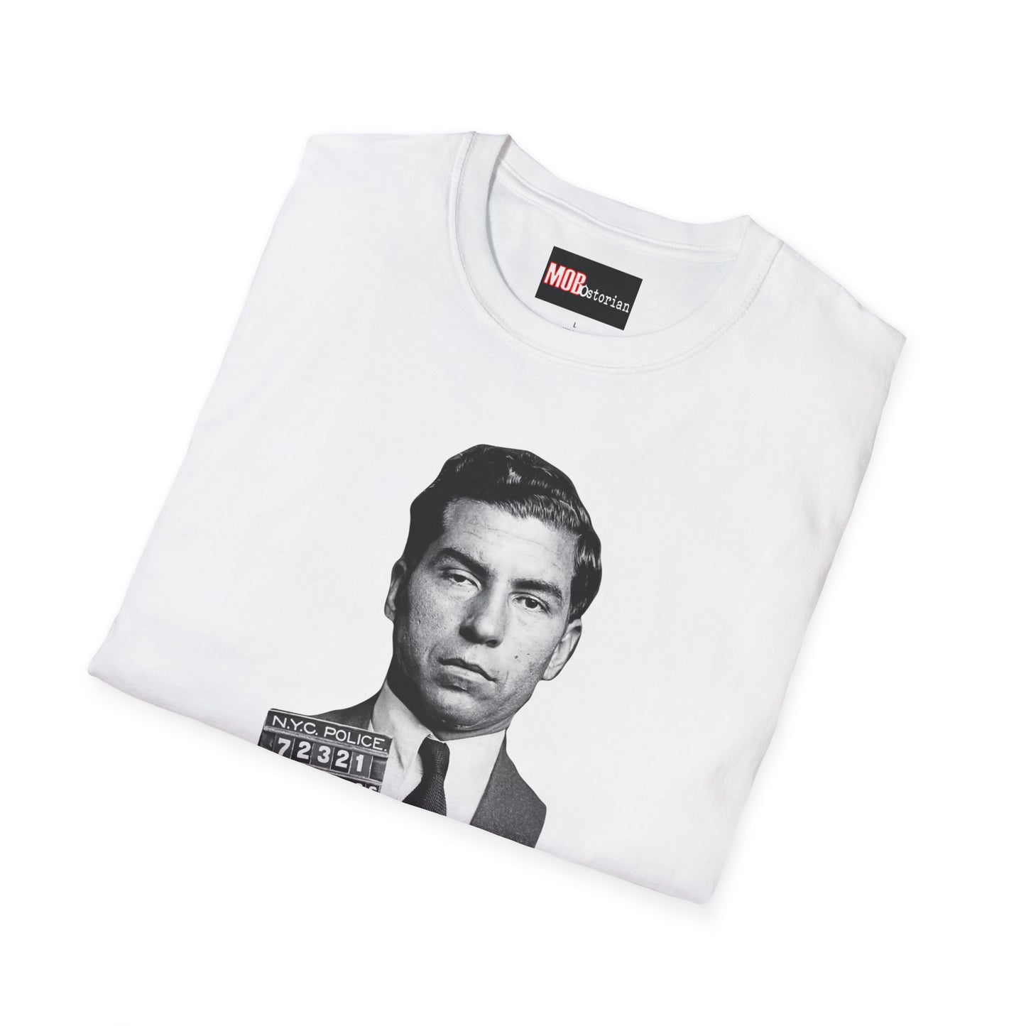 Lucky Luciano Mug Shot (With No Background with Caption in Black Lettering)
