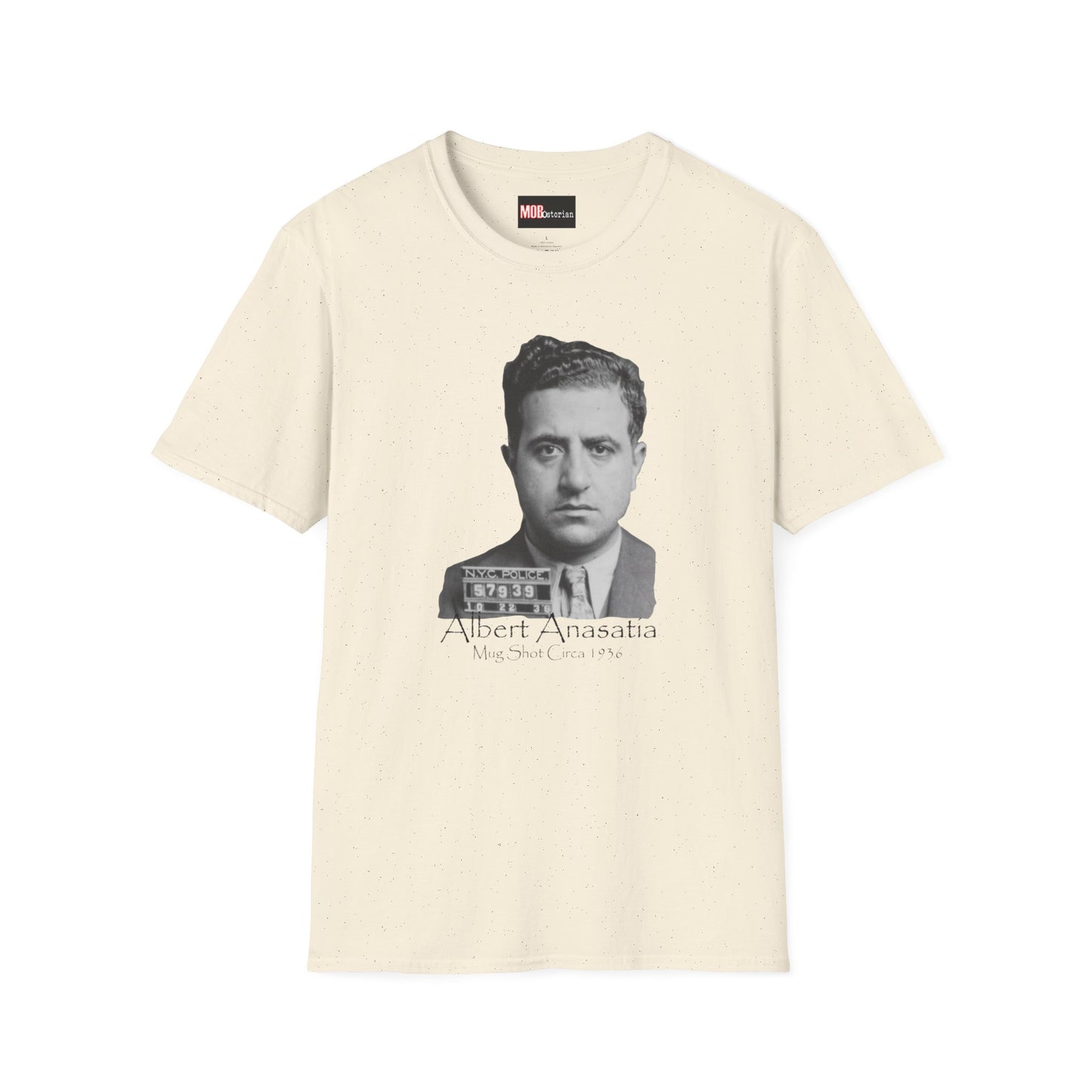 Albert Anastasia Mug Shot (No Background with Black Lettering)