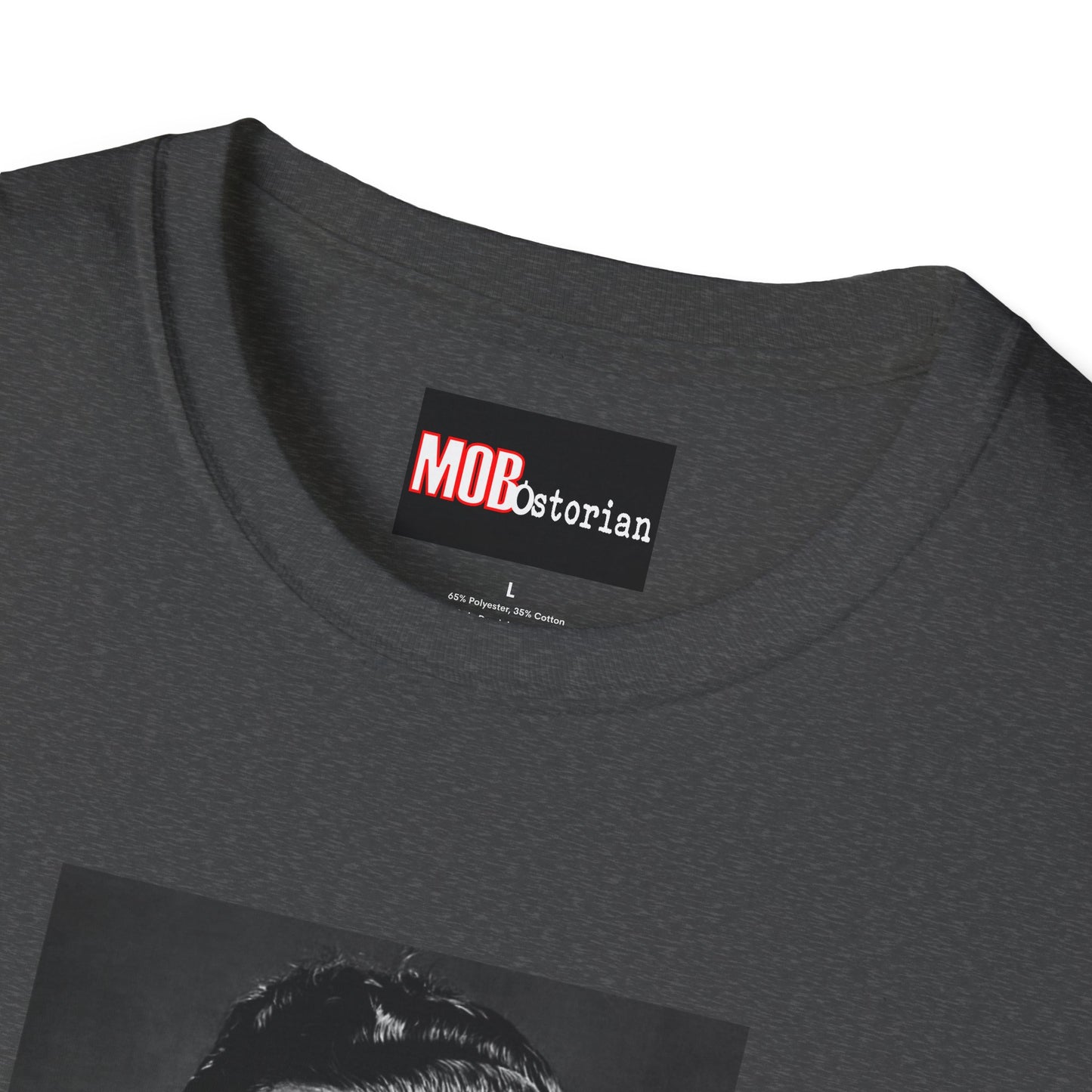 Lucky Luciano Mug Shot with Background with Caption White Lettering