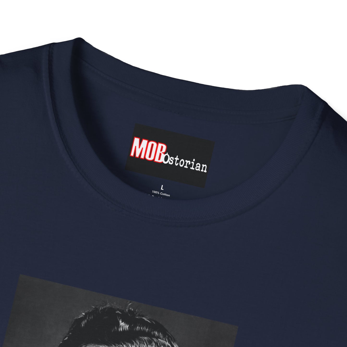 Lucky Luciano Mug Shot with Background with Caption White Lettering