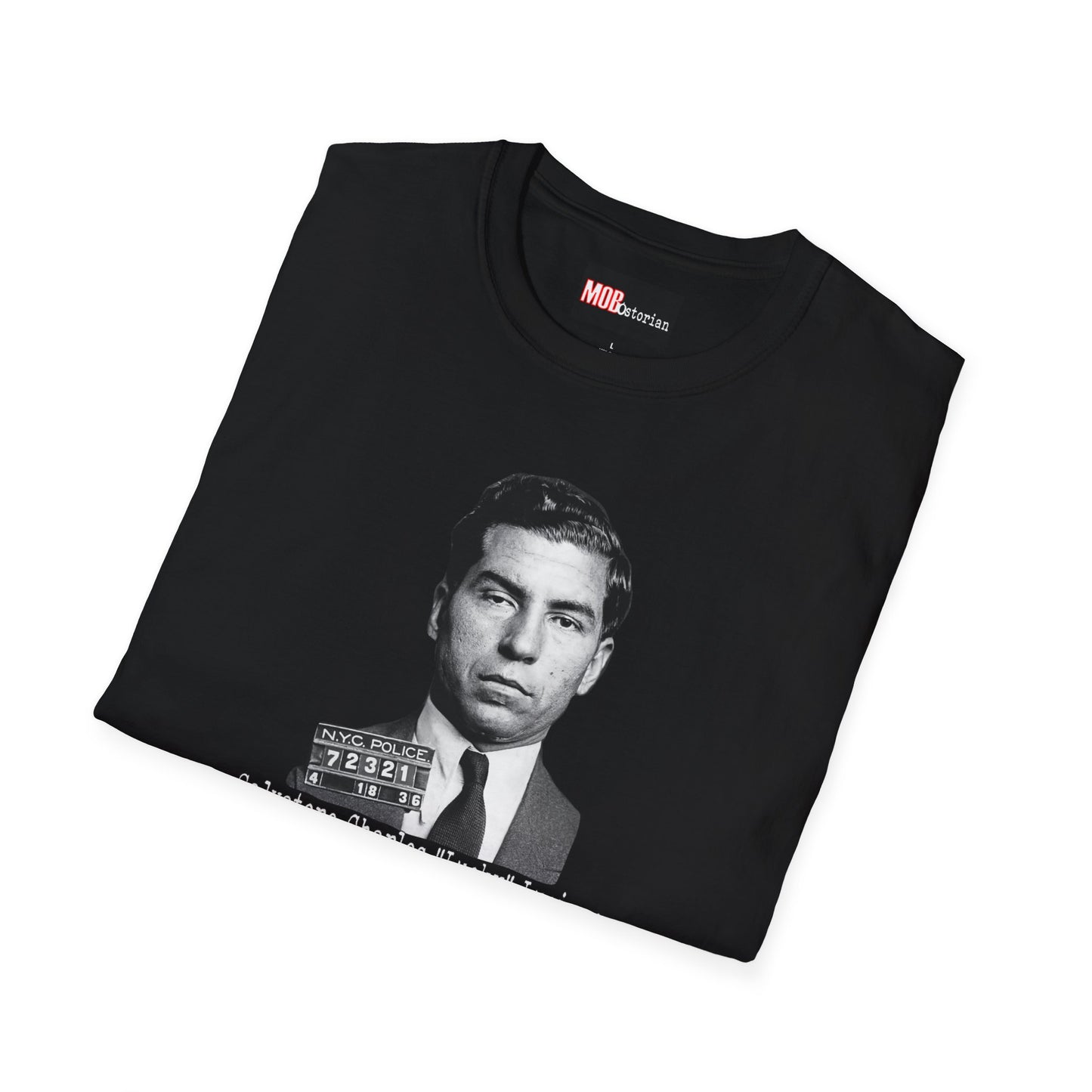Lucky Luciano Mug Shot No Background with Caption White Lettering