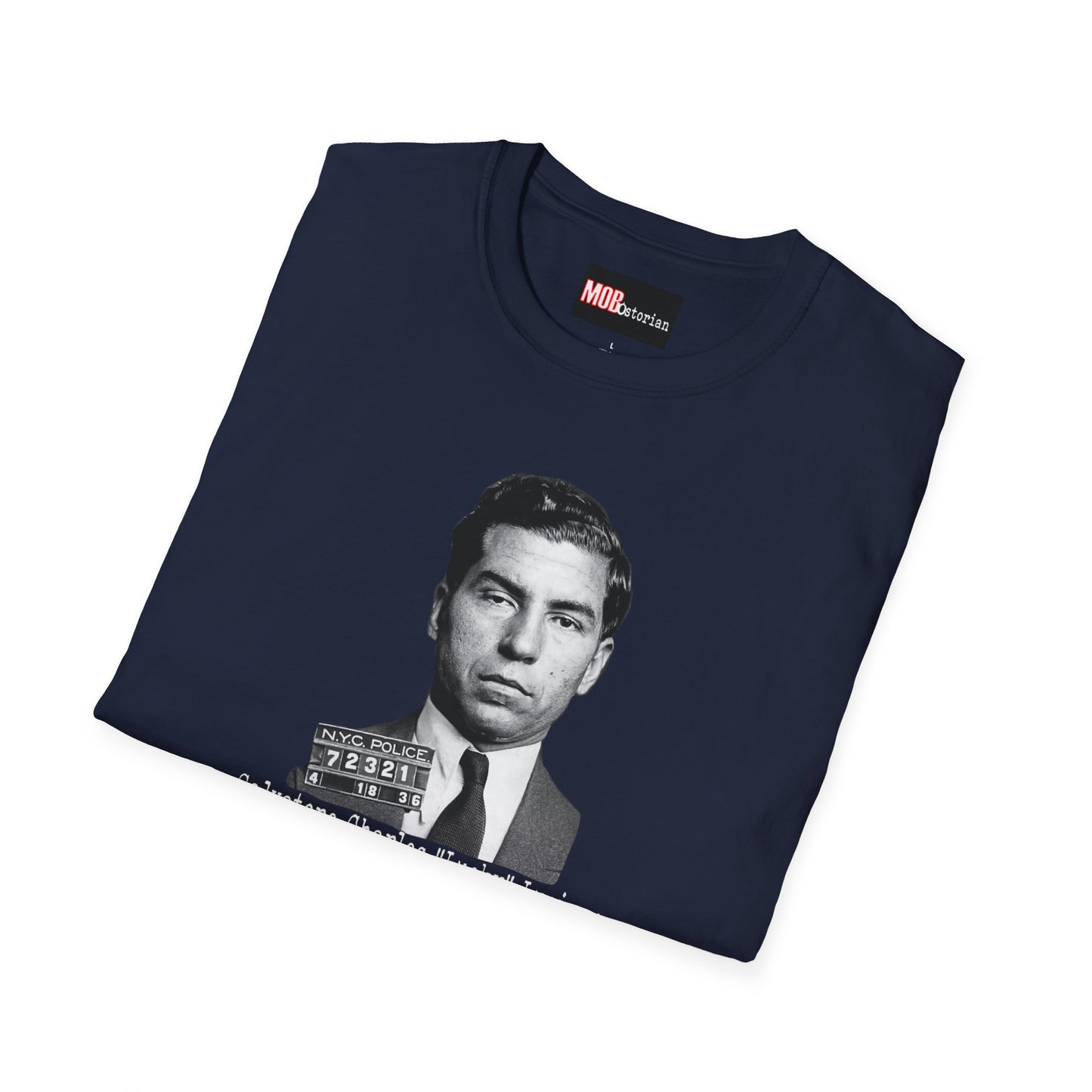Lucky Luciano Mug Shot No Background with Caption White Lettering