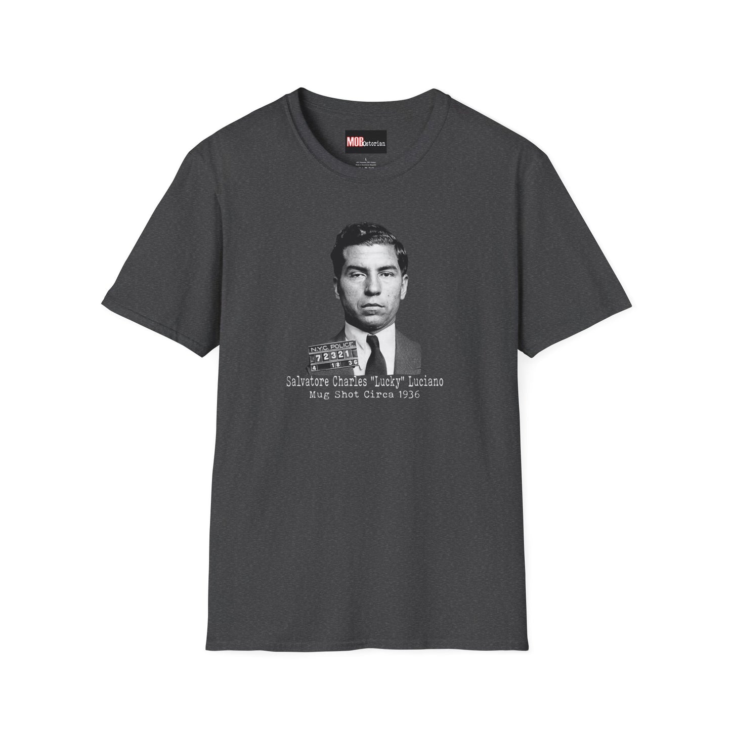 Lucky Luciano Mug Shot No Background with Caption White Lettering