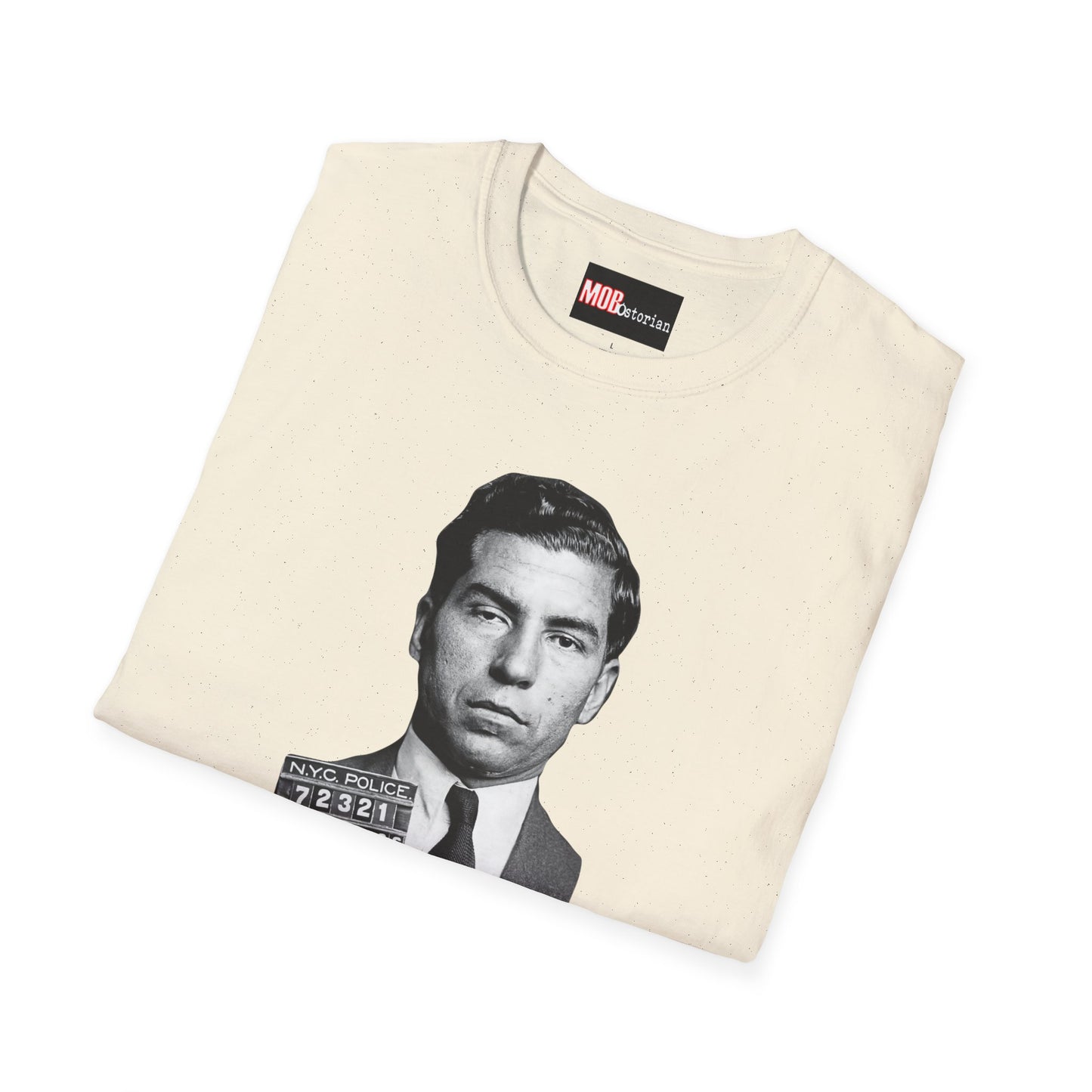 Lucky Luciano Mug Shot (With No Background with Caption in Black Lettering)