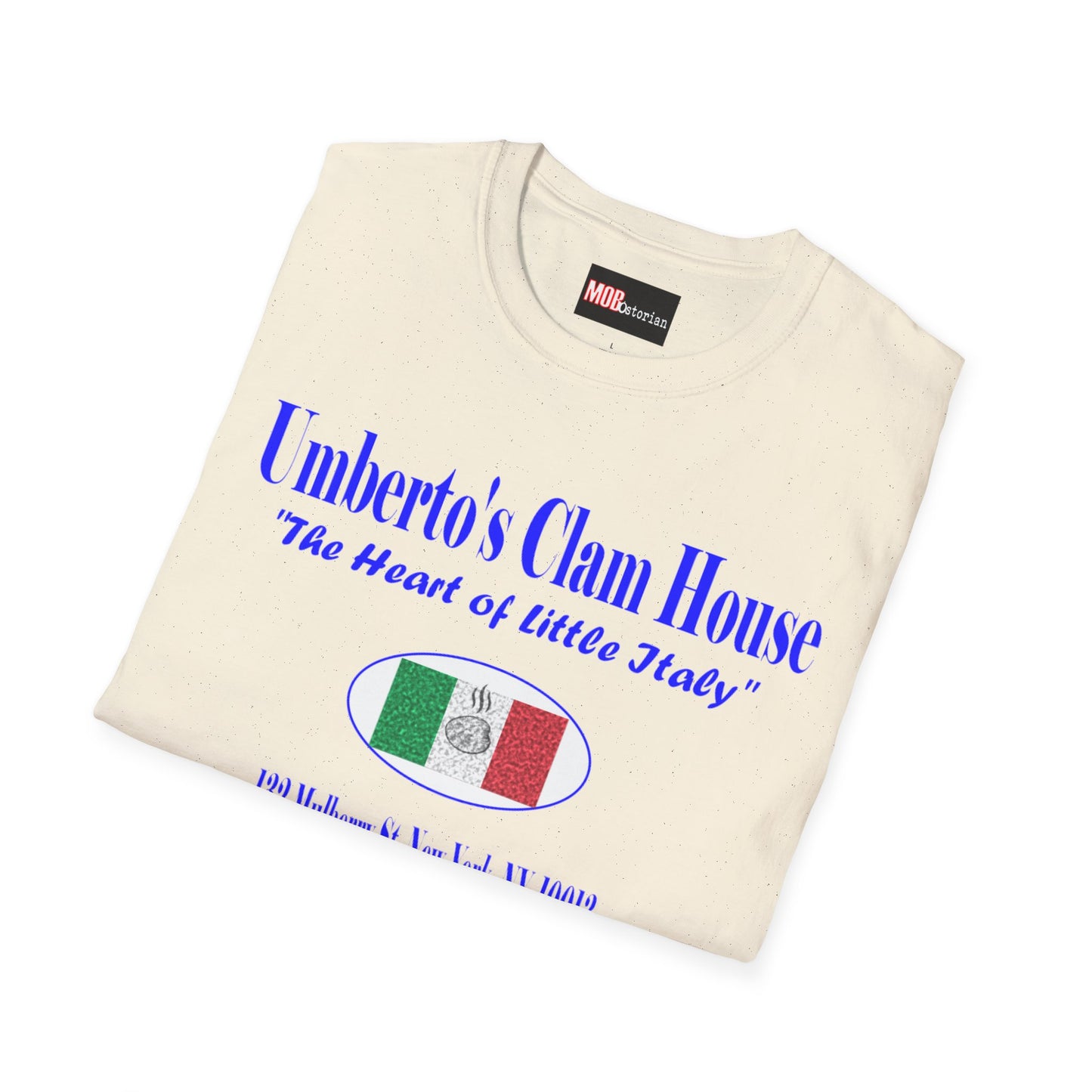 Umberto's Clam House Blue Lettering