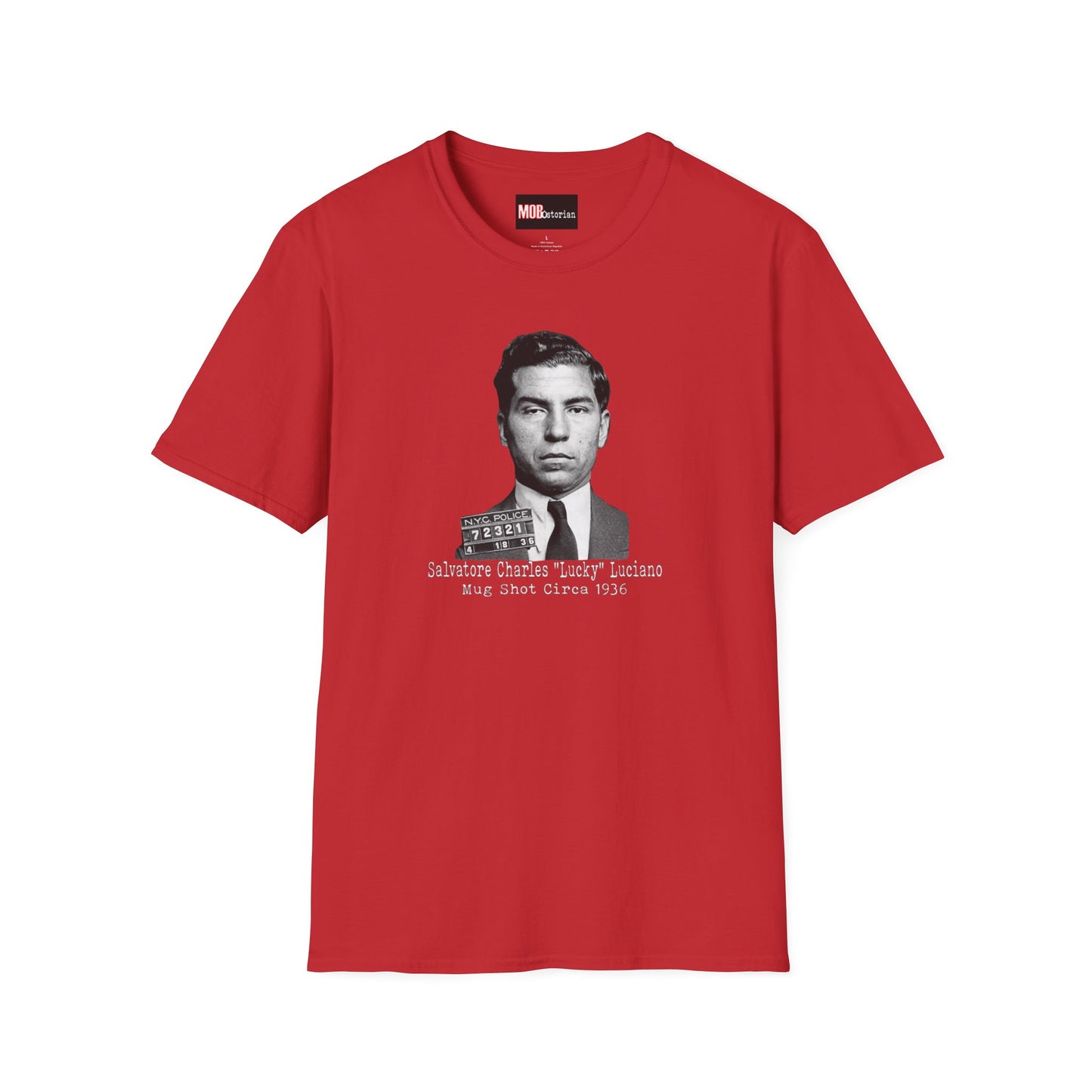 Lucky Luciano Mug Shot No Background with Caption White Lettering
