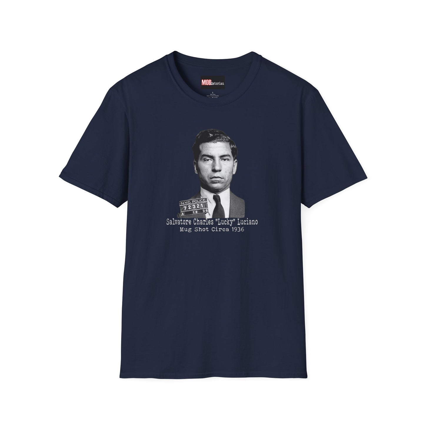 Lucky Luciano Mug Shot No Background with Caption White Lettering