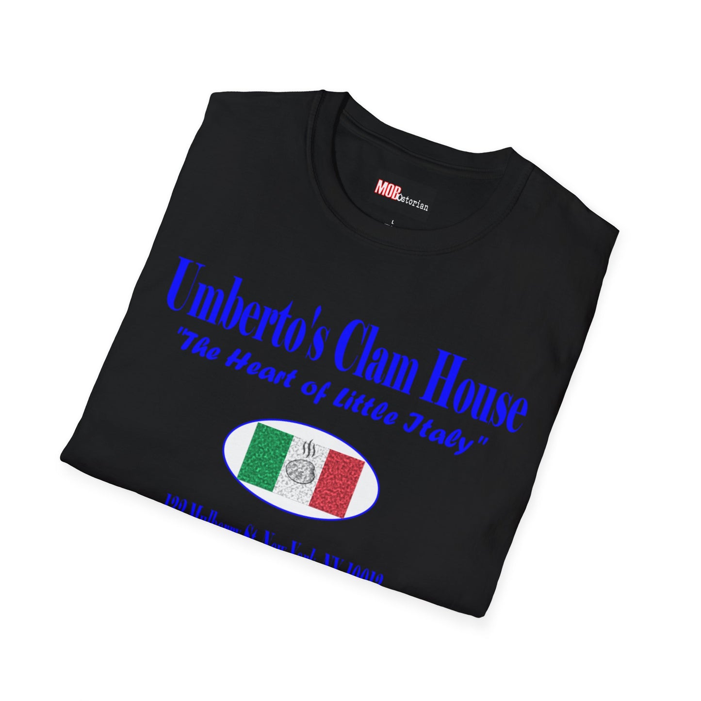 Umberto's Clam House Blue Lettering