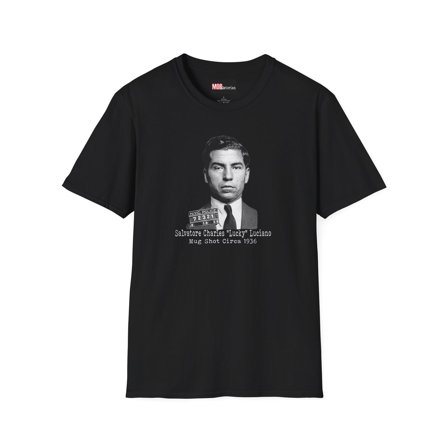 Lucky Luciano Mug Shot No Background with Caption White Lettering