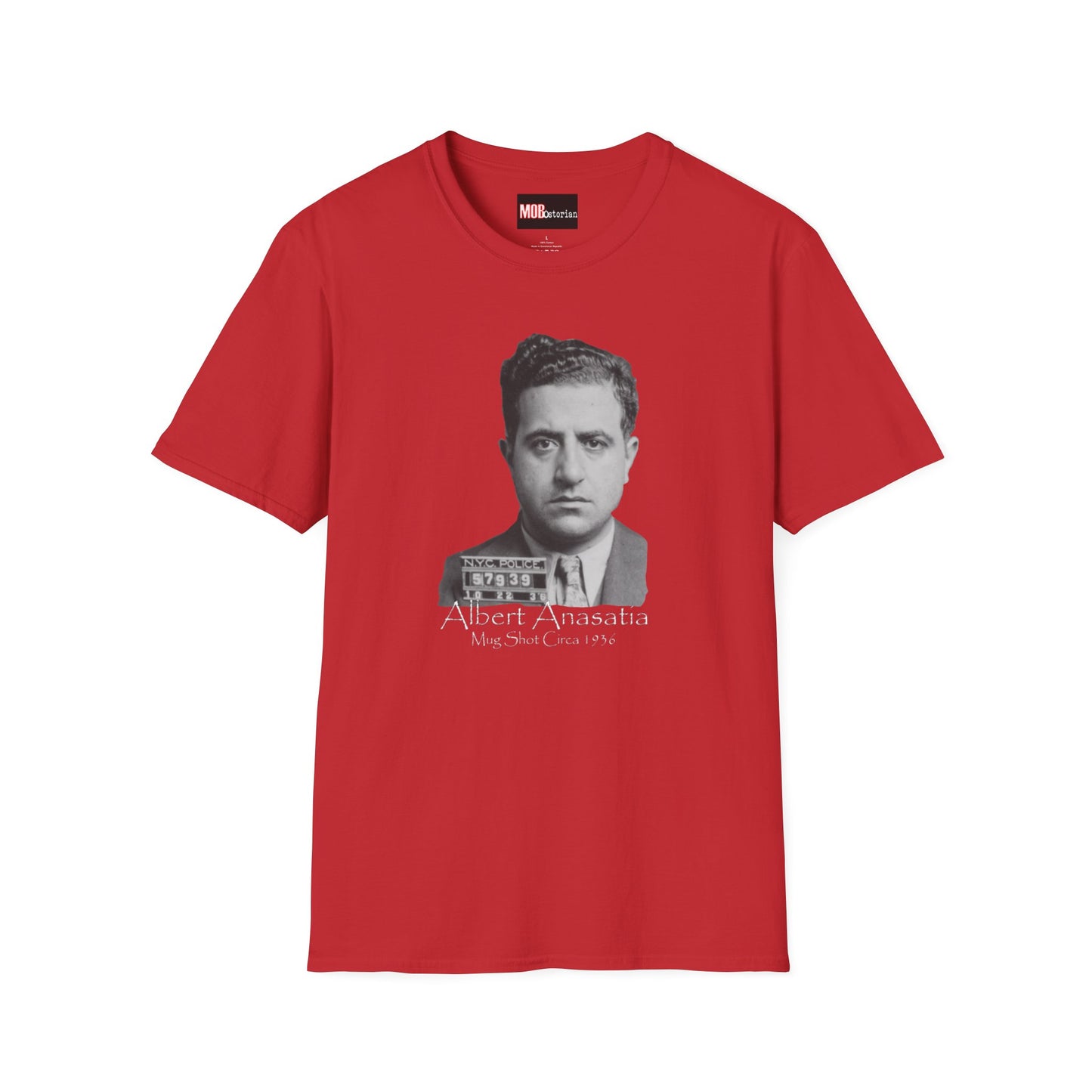 Albert Anastasia Mug Shot (With No Background and White Lettering)