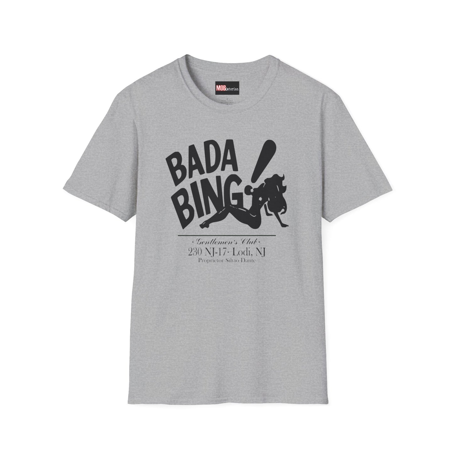 Bada Bing Logo with address and proprietor text (With Black Lettering)