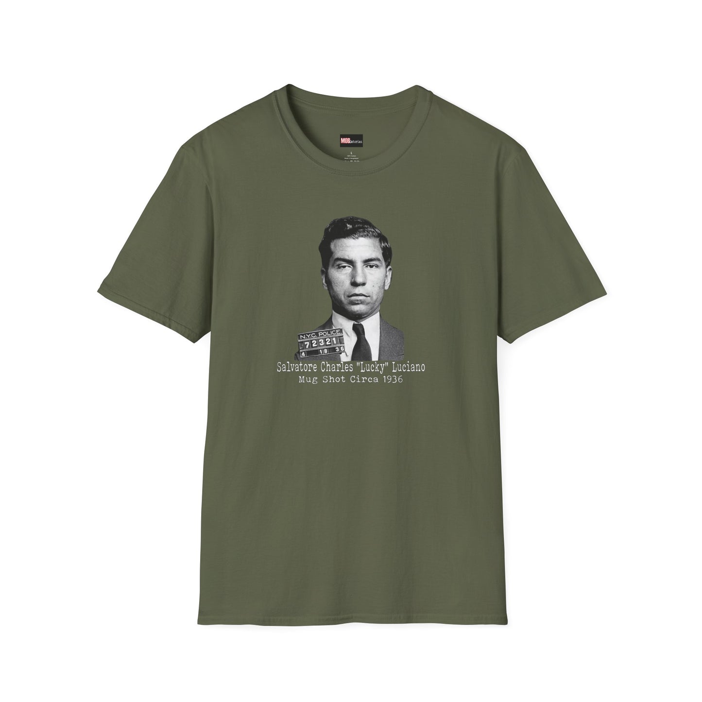 Lucky Luciano Mug Shot-No Background, Caption with White Lettering