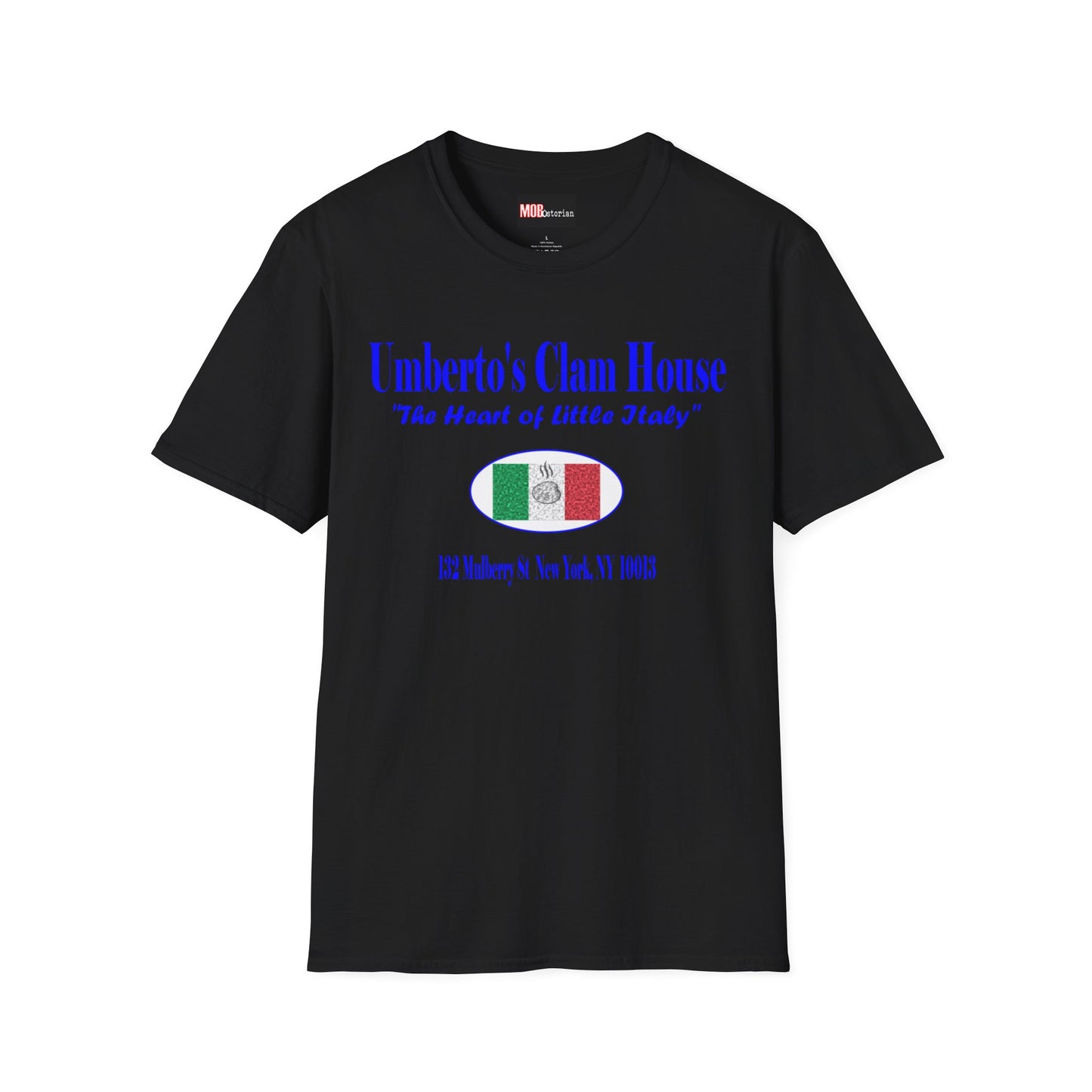 Umberto's Clam House Blue Lettering