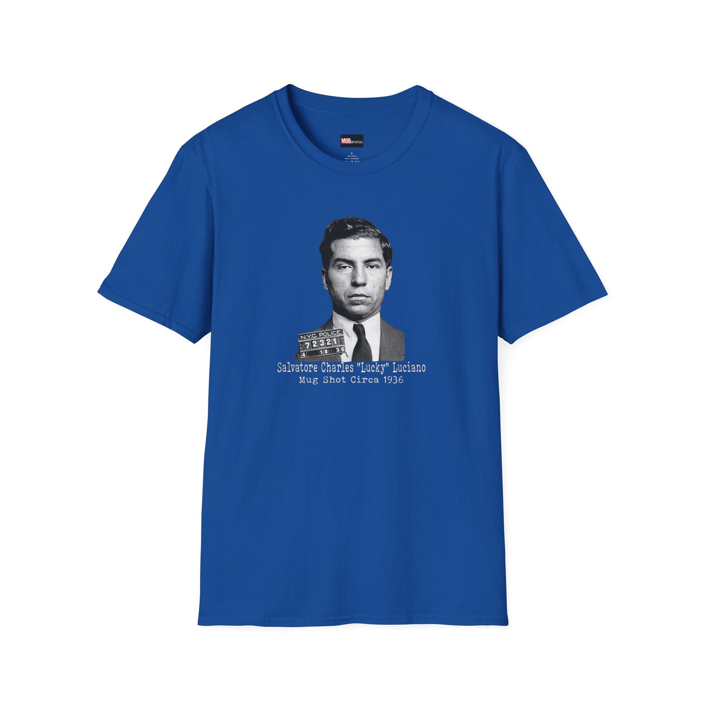 Lucky Luciano Mug Shot-No Background, Caption with White Lettering