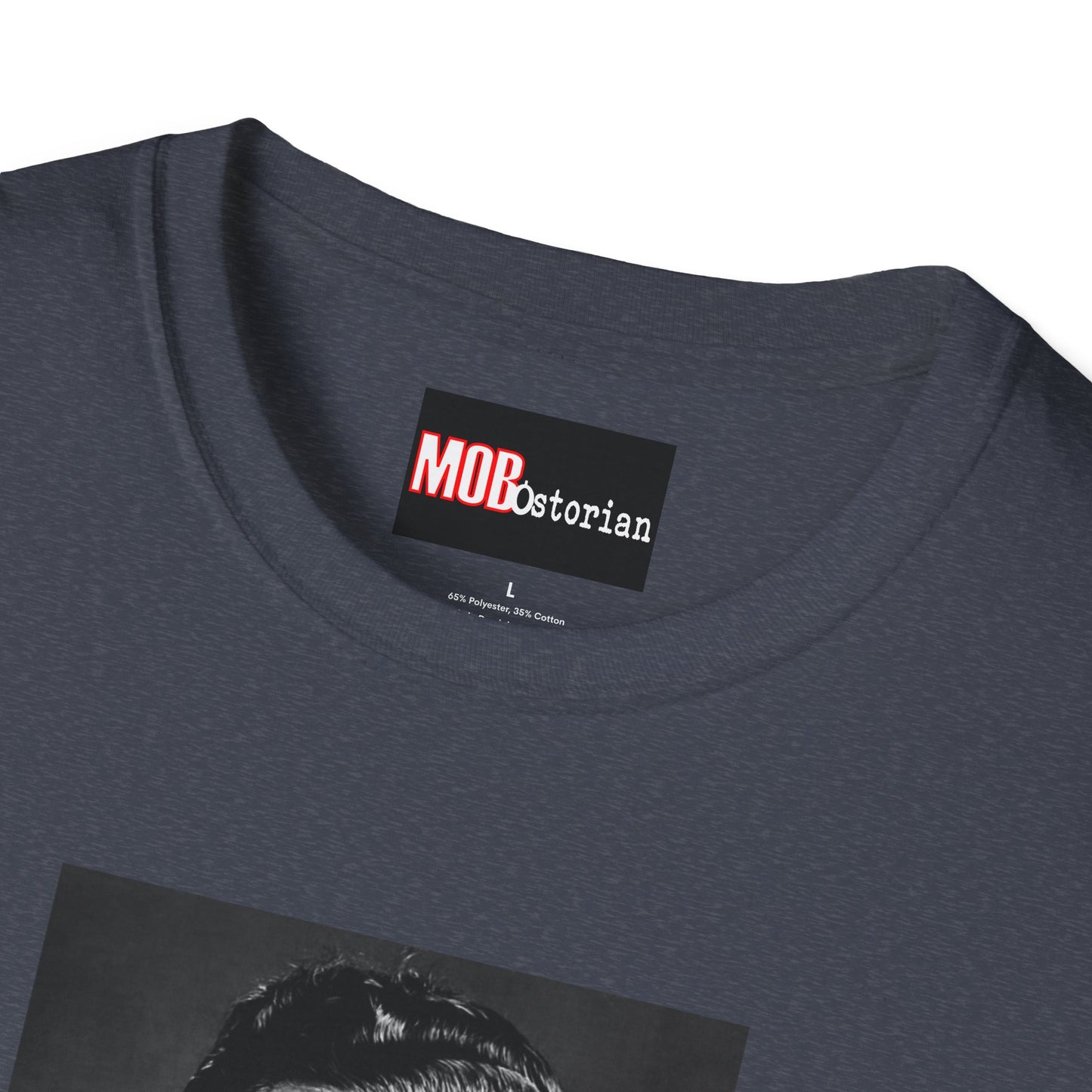 Lucky Luciano Mug Shot with Background with Caption White Lettering