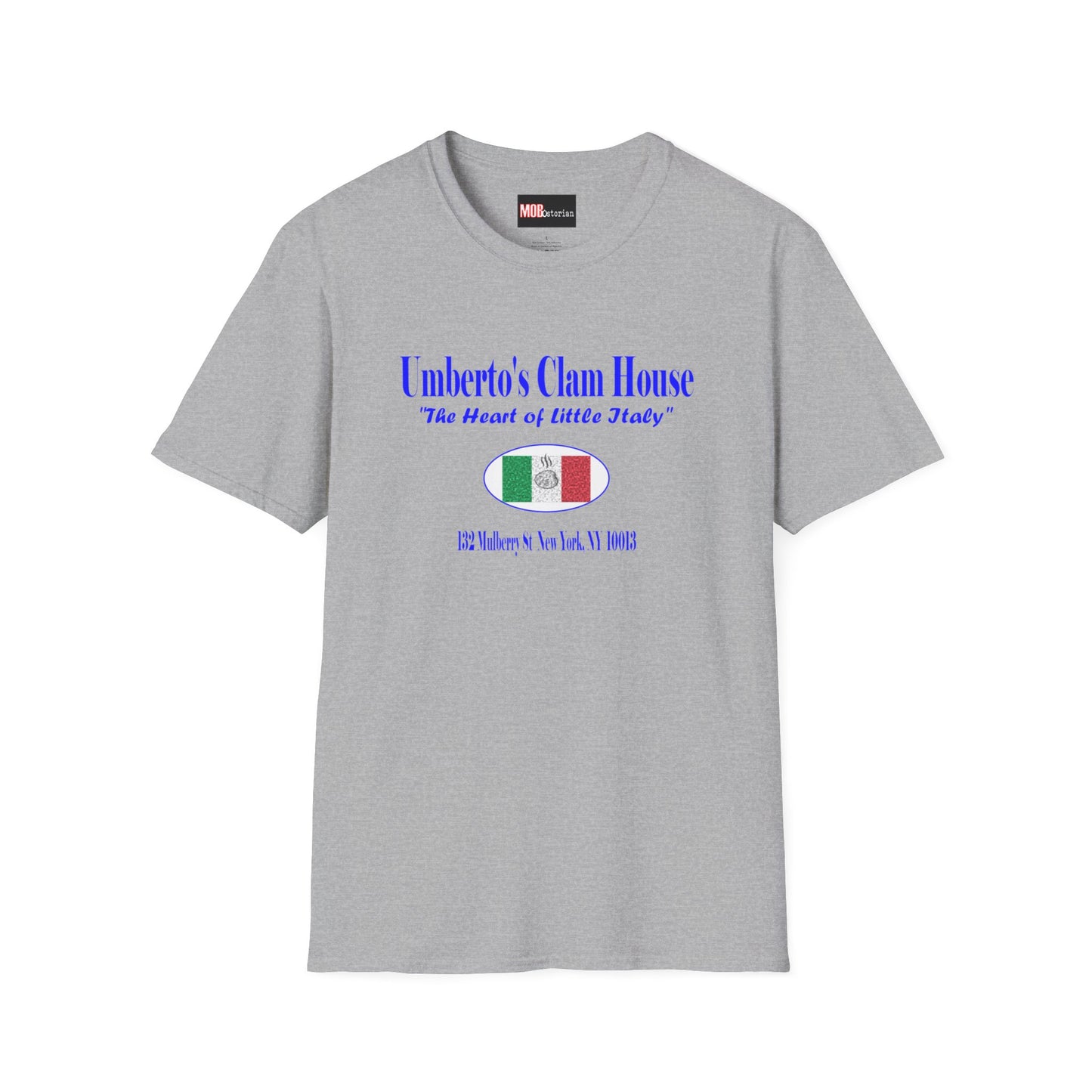 Umberto's Clam House Blue Lettering