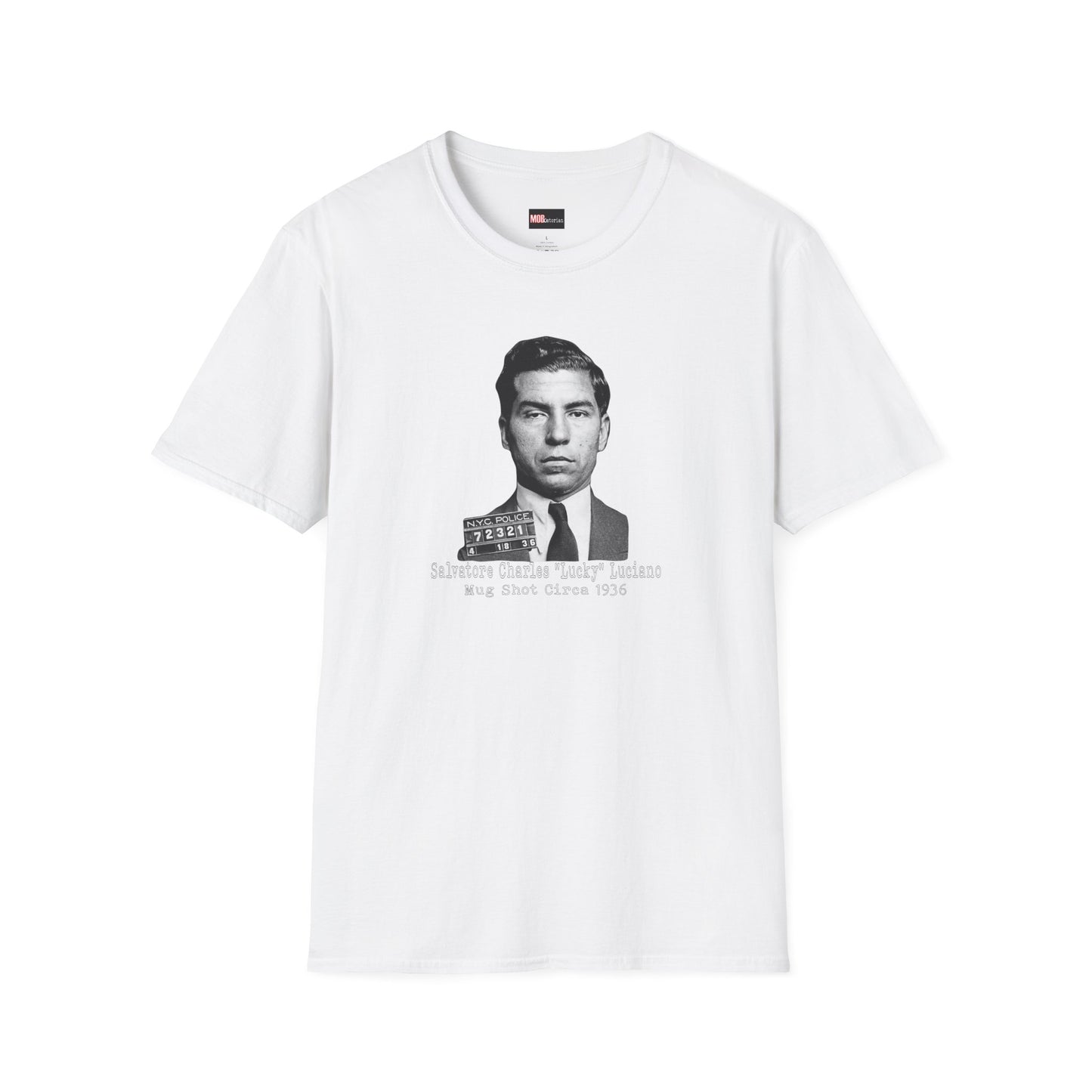 Lucky Luciano Mug Shot-No Background, Caption with White Lettering