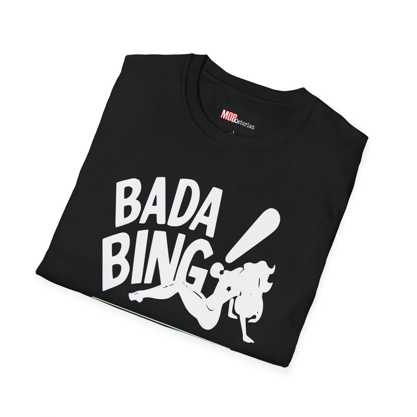 Bada Bing white logo on black with address and proprietor text
