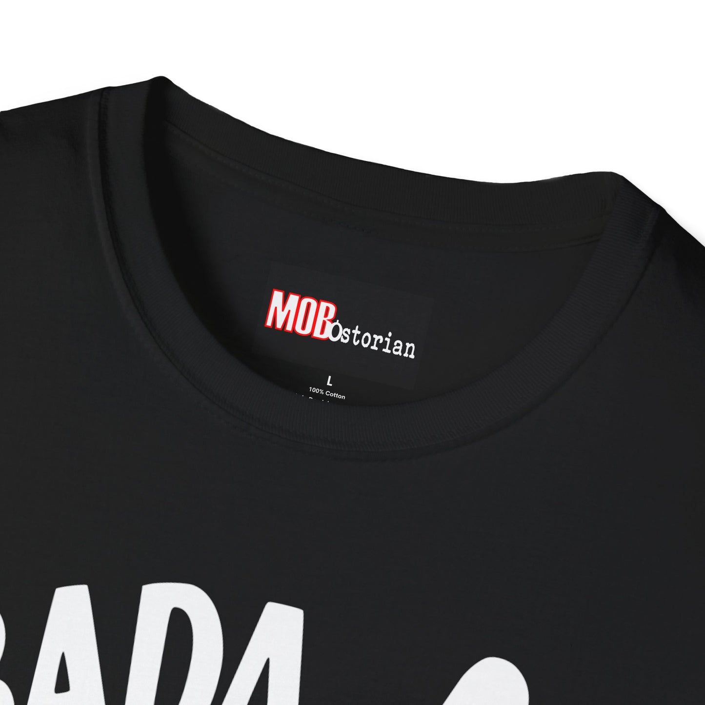Bada Bing white logo on black with address and proprietor text