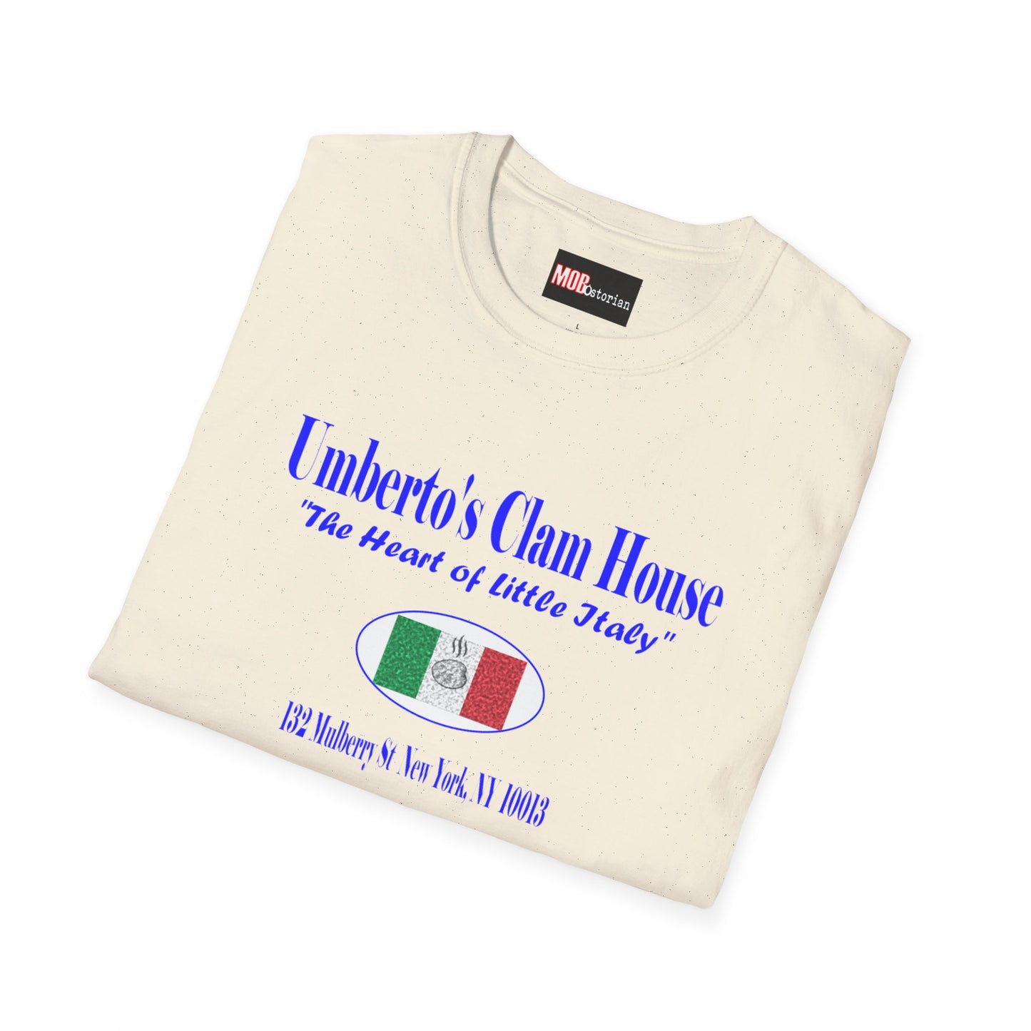 Umberto's Clam House Blue Lettering
