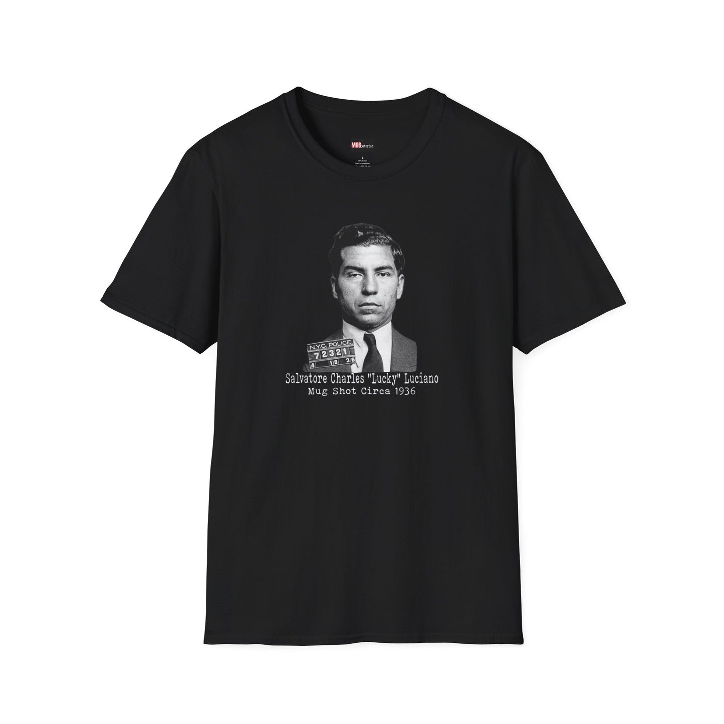 Lucky Luciano Mug Shot-No Background, Caption with White Lettering