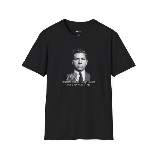 Lucky Luciano Mug Shot-No Background, Caption with White Lettering