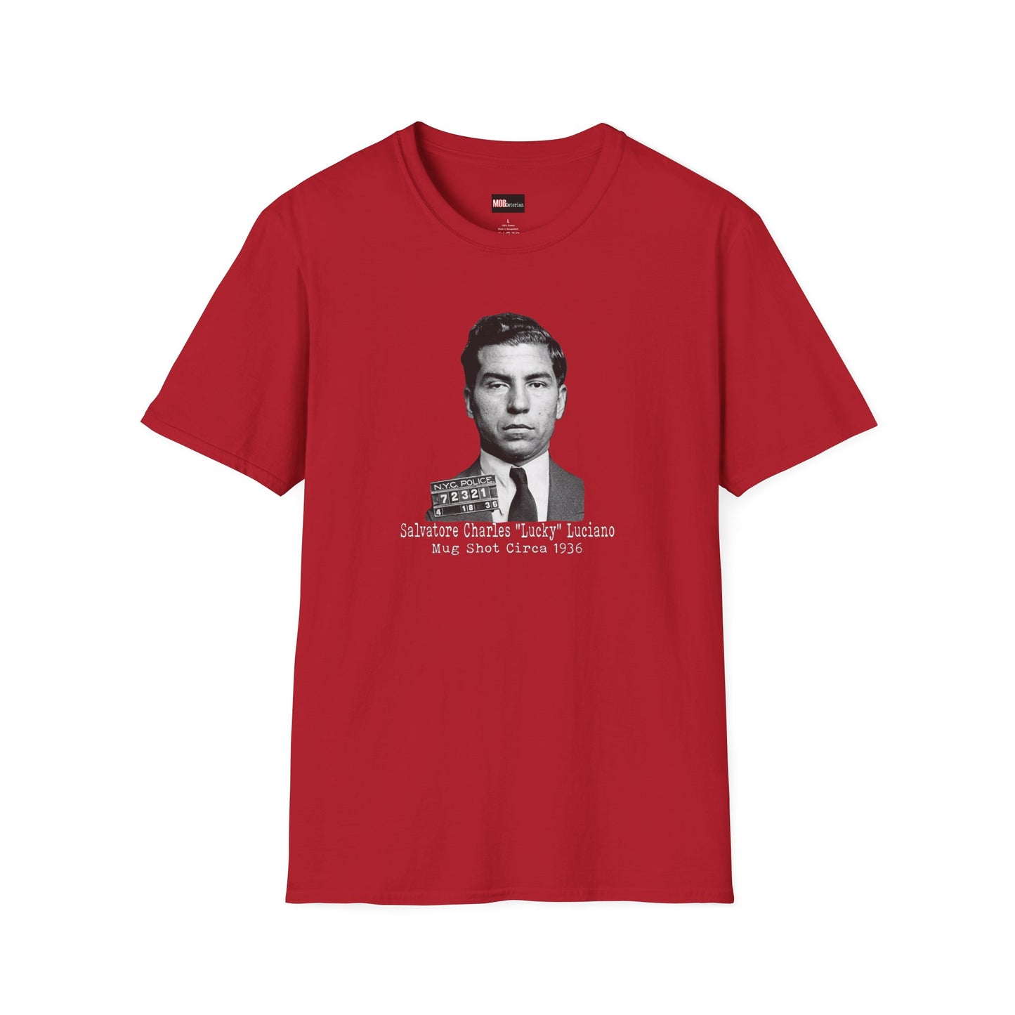 Lucky Luciano Mug Shot-No Background, Caption with White Lettering